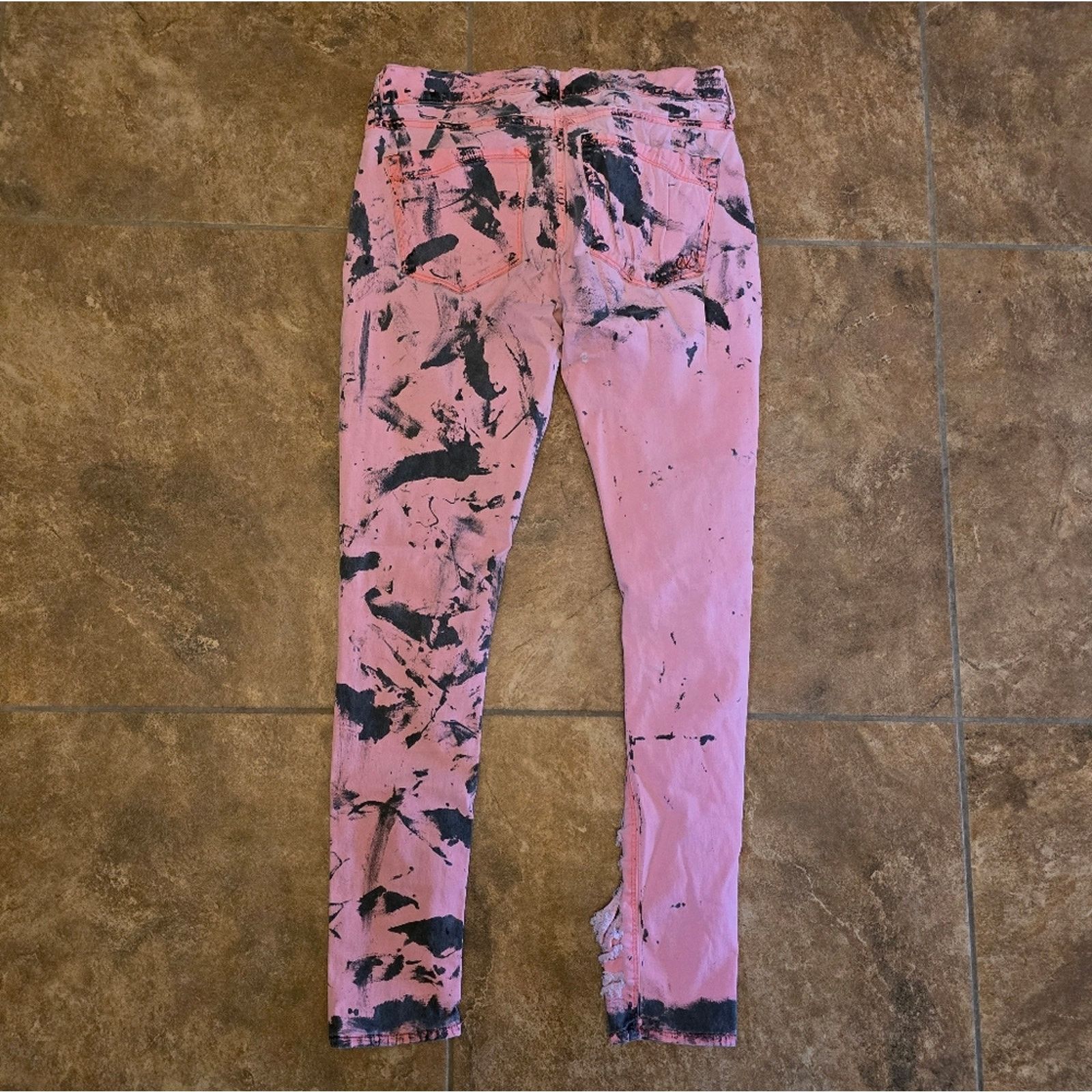 Express Pink Black Distressed | EXPRESS | Colored Jean Size 34" / US 12 / IT 48 - 2 Thumbnail