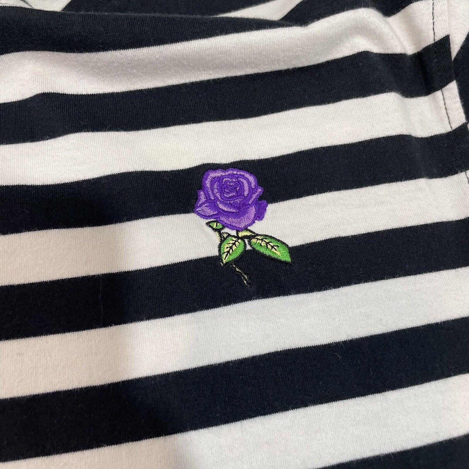 Broken Promises Co. Broken Promises Mens T-shirt Purple Rose Black/White Striped Size US M / EU 48-50 / 2 - 3 Thumbnail