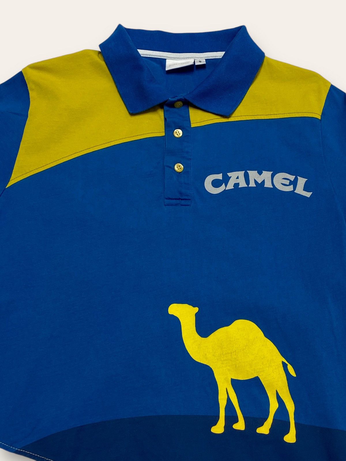 Camel Vintage CAMEL Blue Yellow Big Logo Polo Shirt Y2K Size US S / EU 44-46 / 1 - 2 Thumbnail