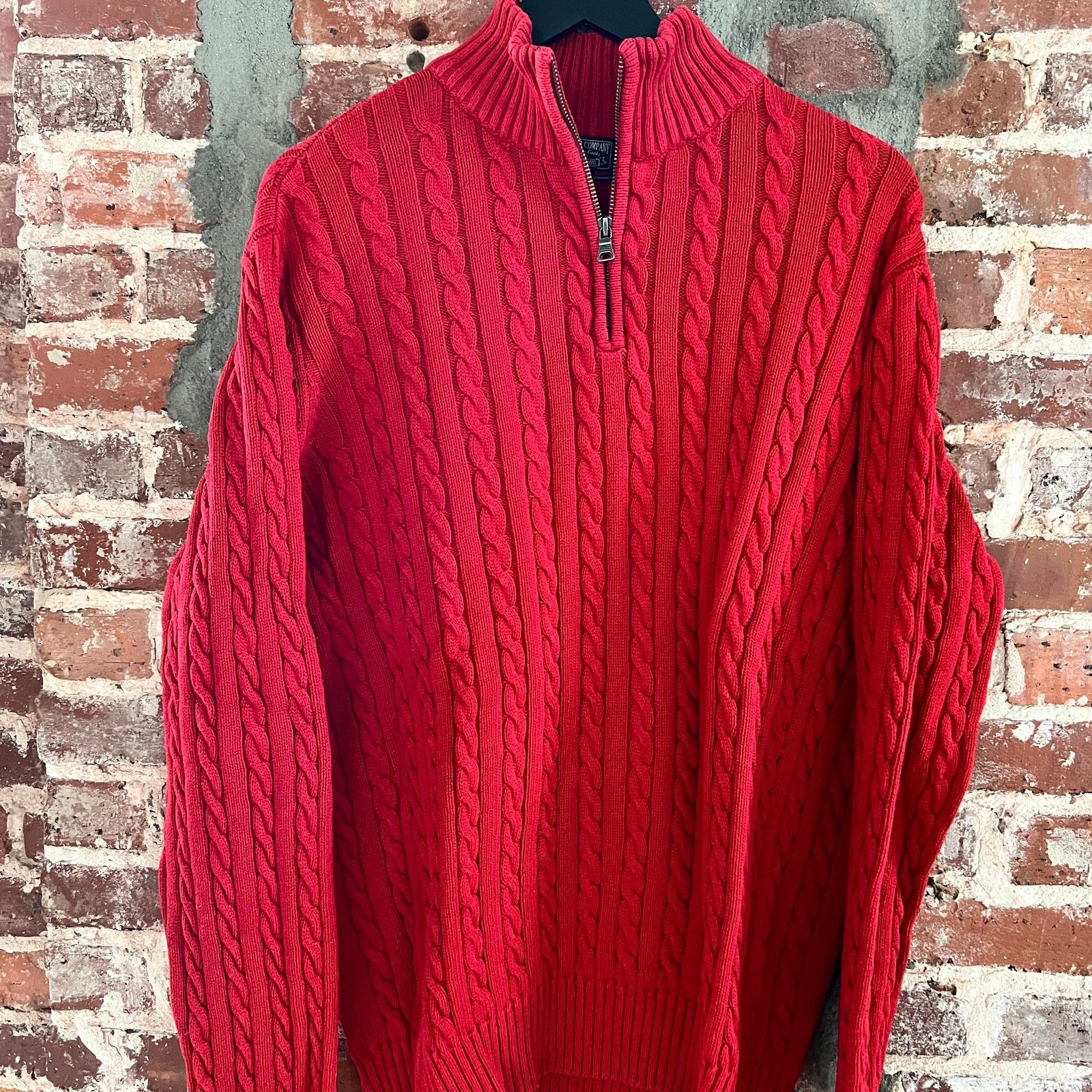 Polo Ralph Lauren Polo Jeans Company Red Quarter Zip Cable Sweater XL 24x28 Size US XL / EU 56 / 4 - 2 Thumbnail
