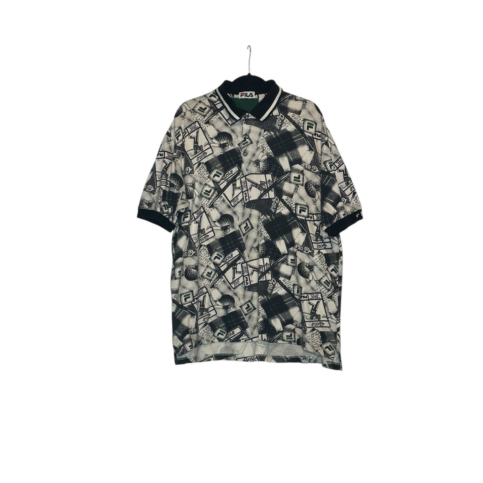 Fila Fila black white golf stamps print polo shirt size large Size US L / EU 52-54 / 3 - 12 Thumbnail