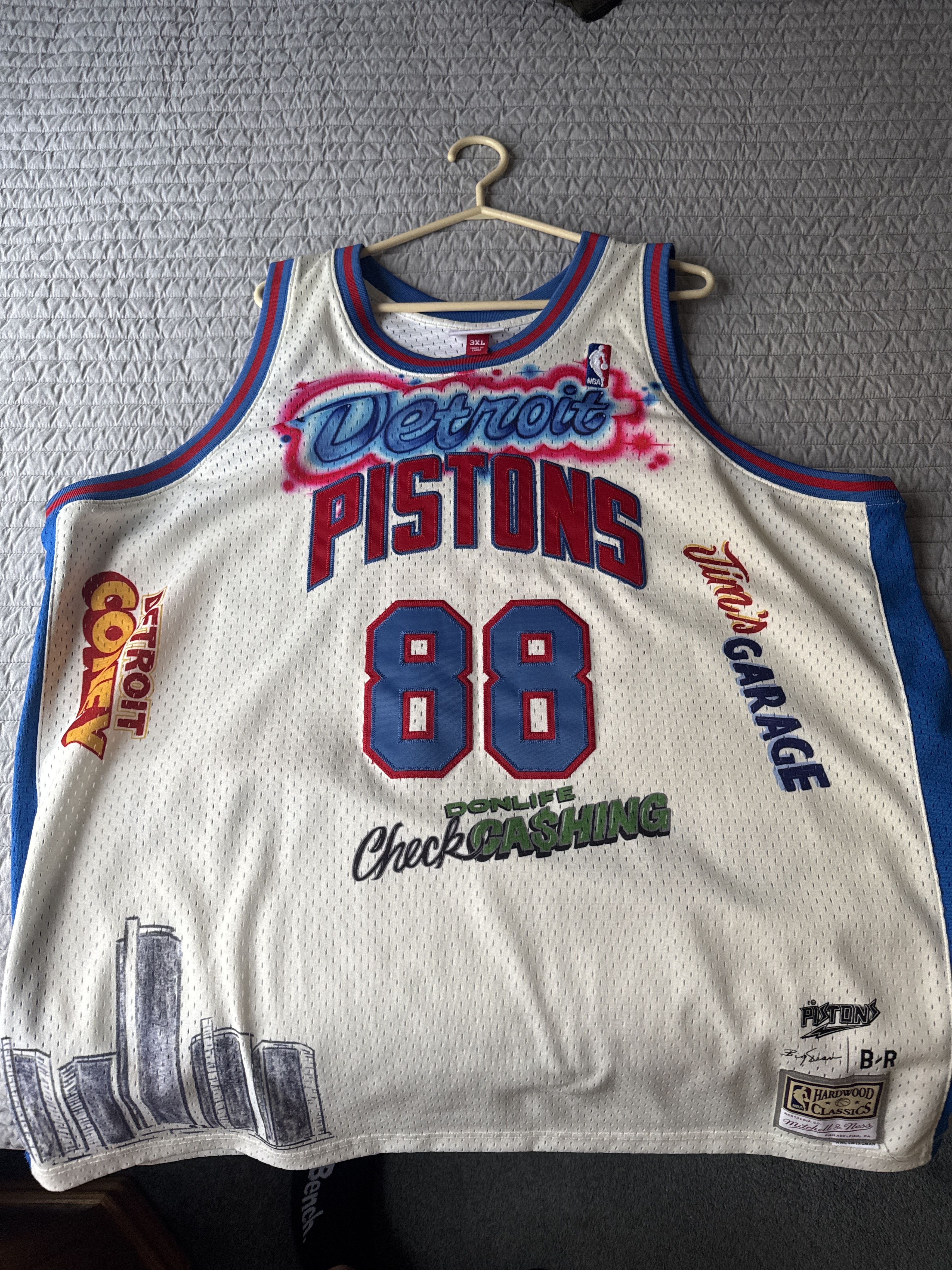 Big Sean x Mitchell and ness pistons jersey XXXL