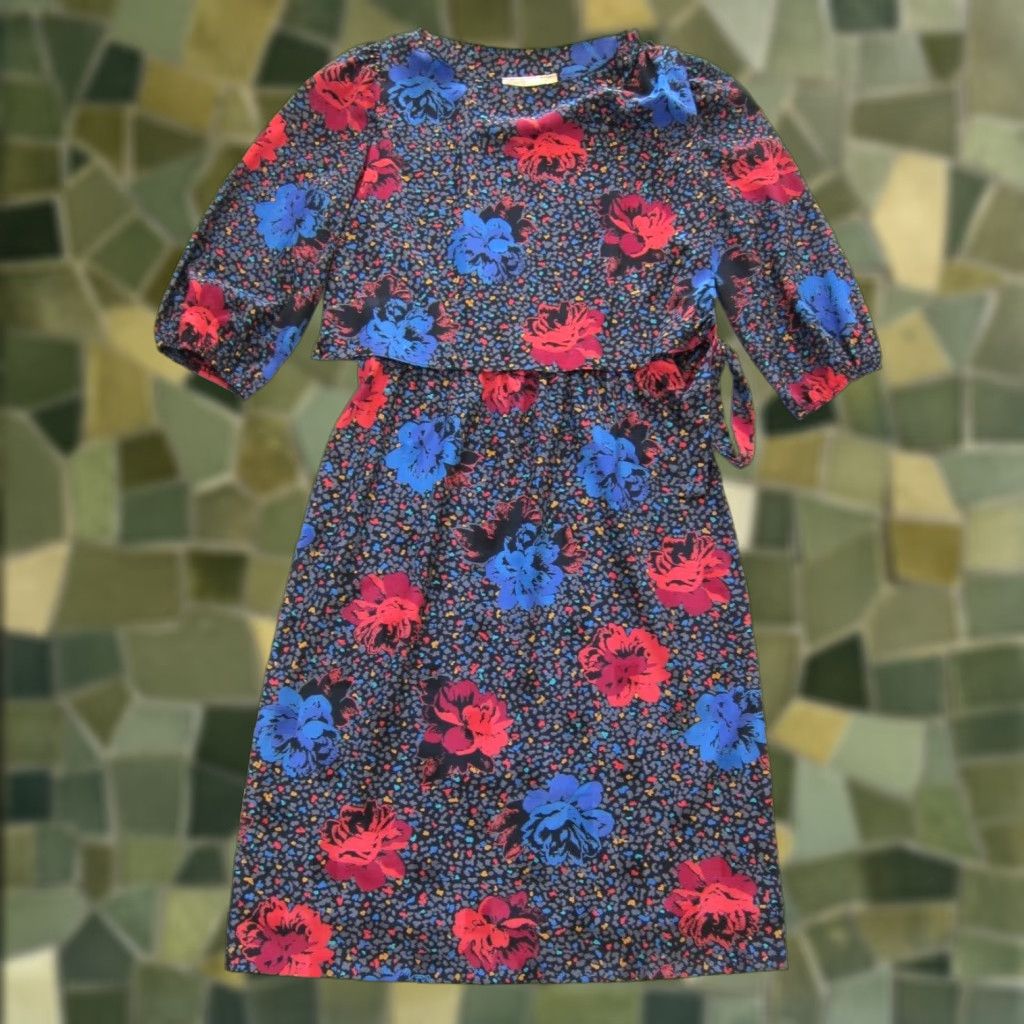 Vintage VINTAGE Lady Carol New York Floral 3/4 Sleeve Sheath Dress Size 12 Gray Red Blue White Size XL / US 12-14 / IT 48-50 - 1 Thumbnail