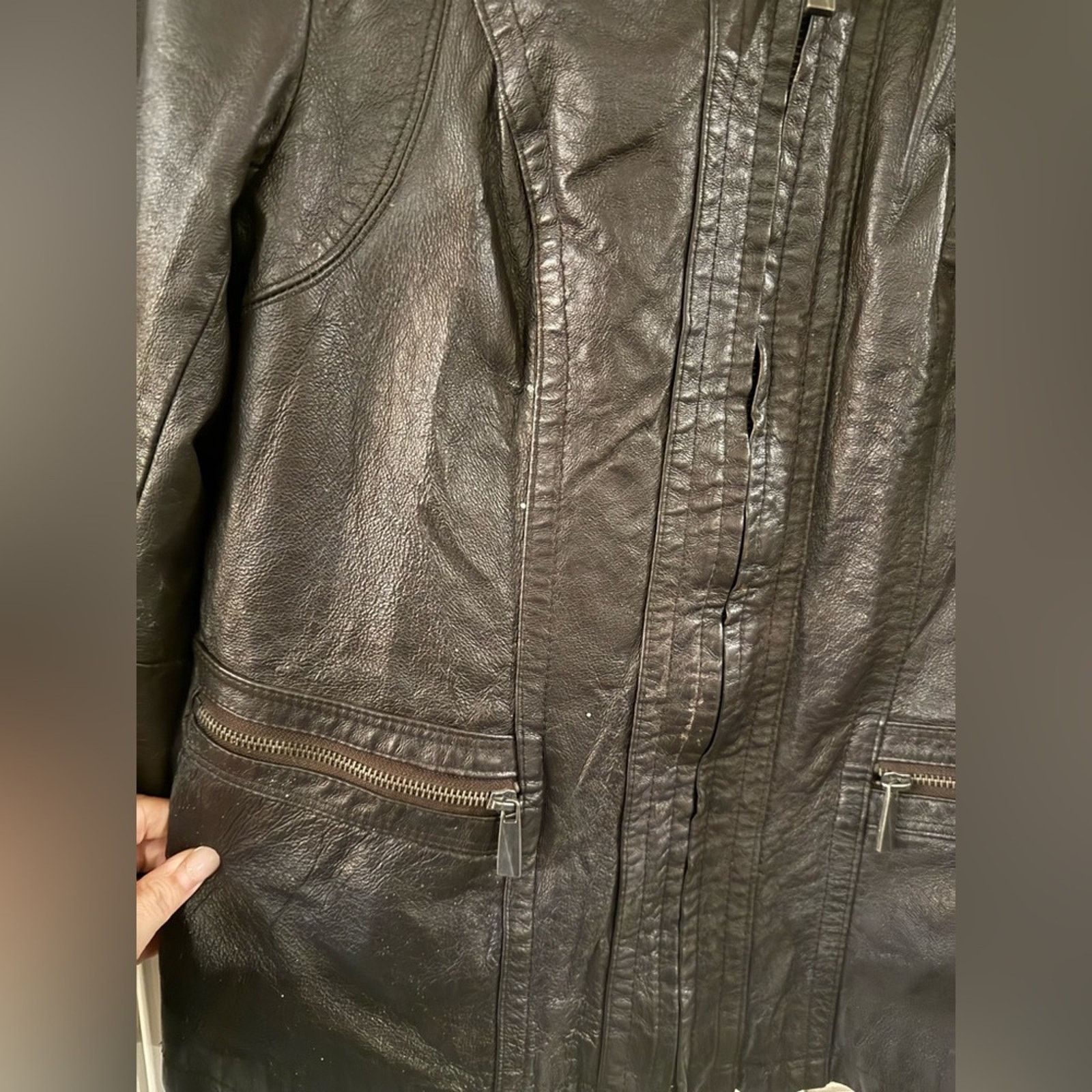 Vintage East 5th Genuine Leather Jacket Small Brown Vintage Y2K Size S / US 4 / IT 40 - 3 Thumbnail
