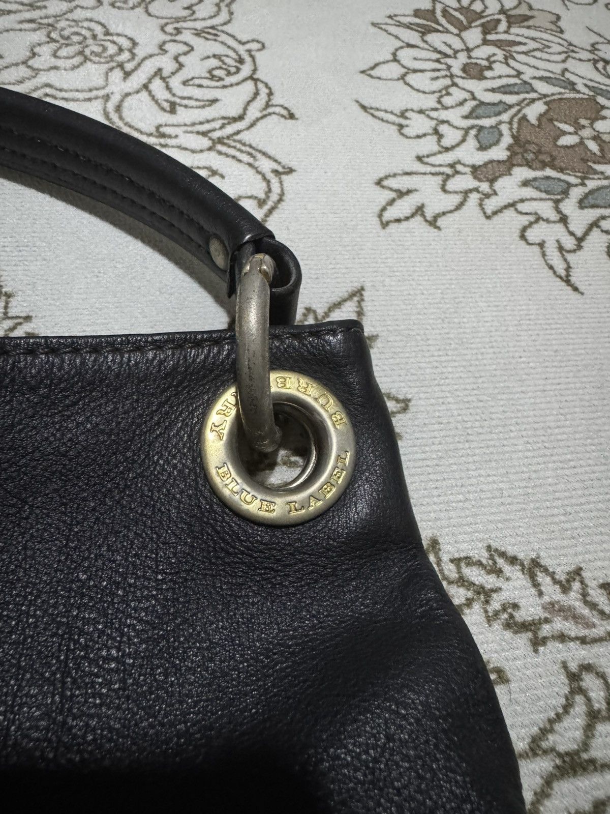 Burberry × Genuine Leather OG Burberry Blue Label Leather Large Tote Shoulder Handbag Size ONE SIZE - 5 Thumbnail
