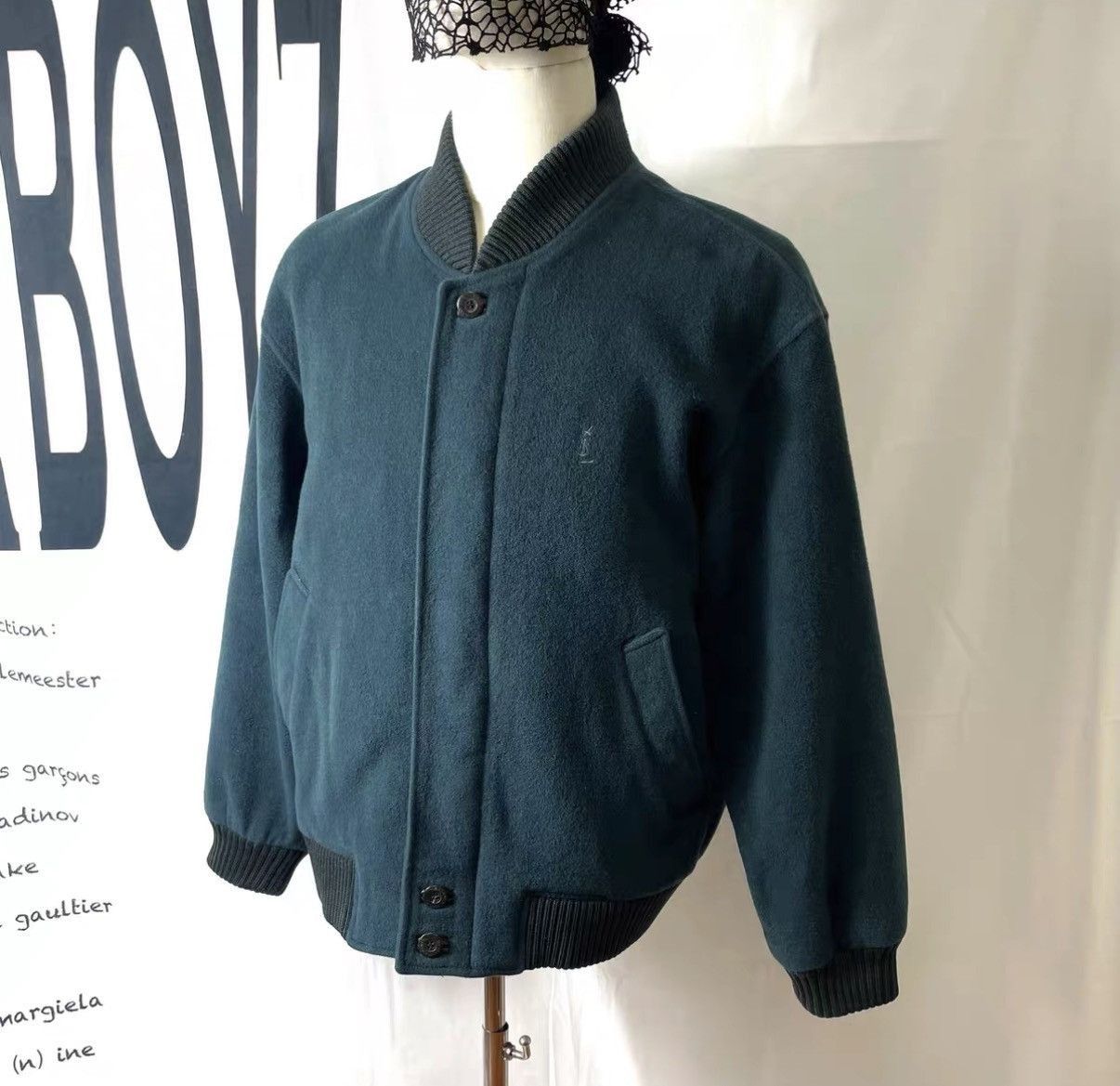Yves Saint Laurent Green Bomber Jacket with Ribbed Trim - Size M Size US M / EU 48-50 / 2 - 1 Thumbnail