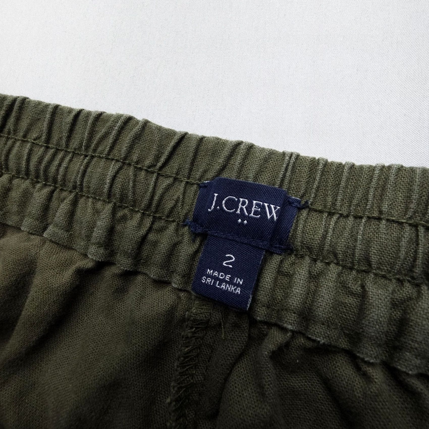 J.Crew J.CREW Linen Cotton Cropped Joggers Pants Womens 2 Green Pull On Casual 90s Theme USA Size 26" / US 2 / IT 38 - 3 Thumbnail