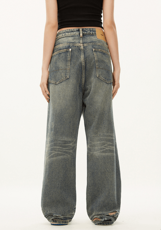 Japanese Brand × Jean American street style men's hiphop straight ripped jeans Size US 32 / EU 48 - 5 Thumbnail