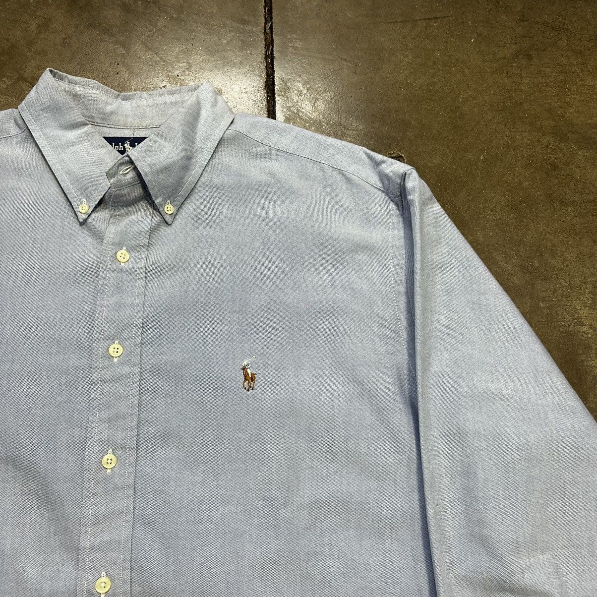 Polo Ralph Lauren × Vintage Vintage Polo Ralph Lauren Yarmouth Oxford Shirt Flesh Pony Size US XXL / EU 58 / 5 - 3 Thumbnail