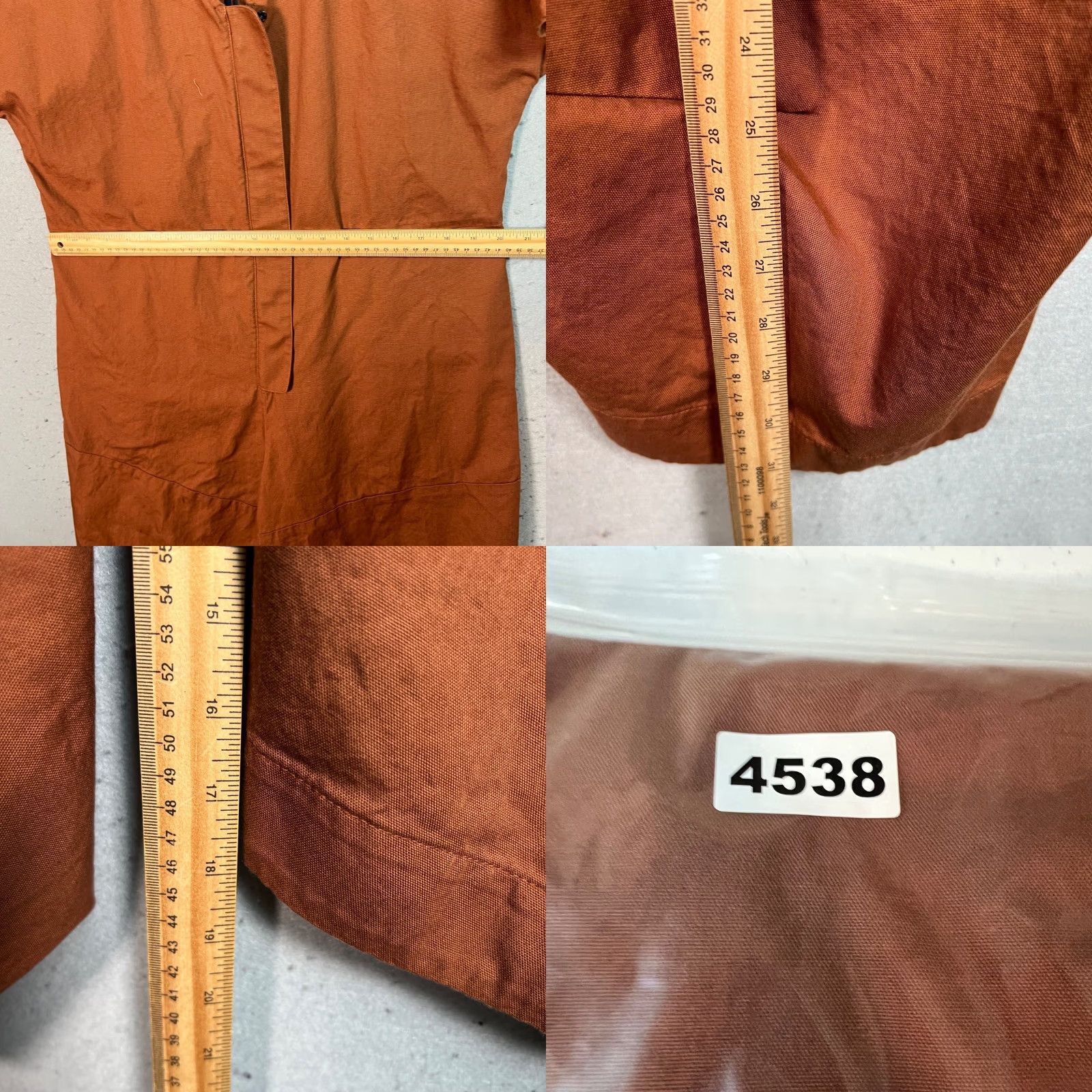 Vintage Roucha Jumpsuit Womens Size L Orange Cotton Short Sleeve V-Neck One-Piece Wide-Leg Casual Size 36" / US 14 / IT 50 - 8 Thumbnail