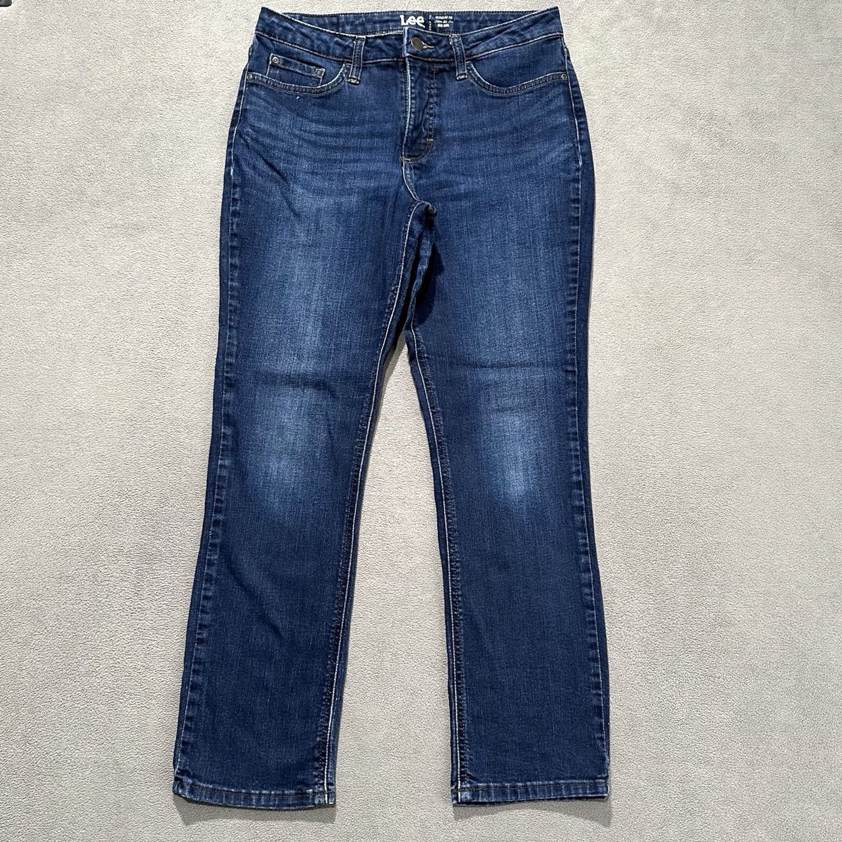 Lee Lee Jeans Womens 10 Blue Denim Regular Fit Straight Leg Mid Rise Dark Size 32" / US 10 / IT 46 - 2 Thumbnail