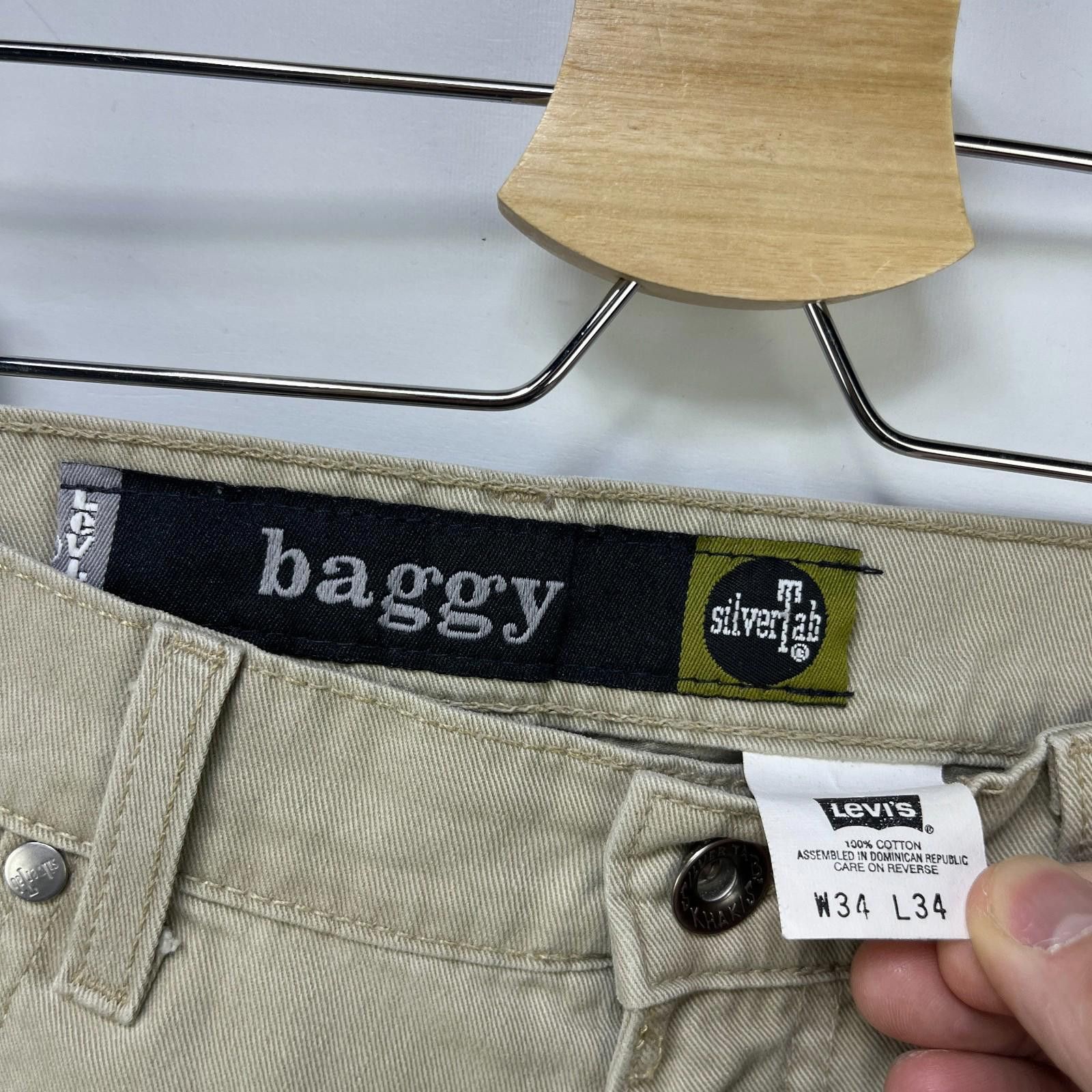 Levi's Vintage 90s Levi's Silvertab Baggy Beige Khaki Pants 34 x 34 Size US 34 / EU 50 - 3 Thumbnail