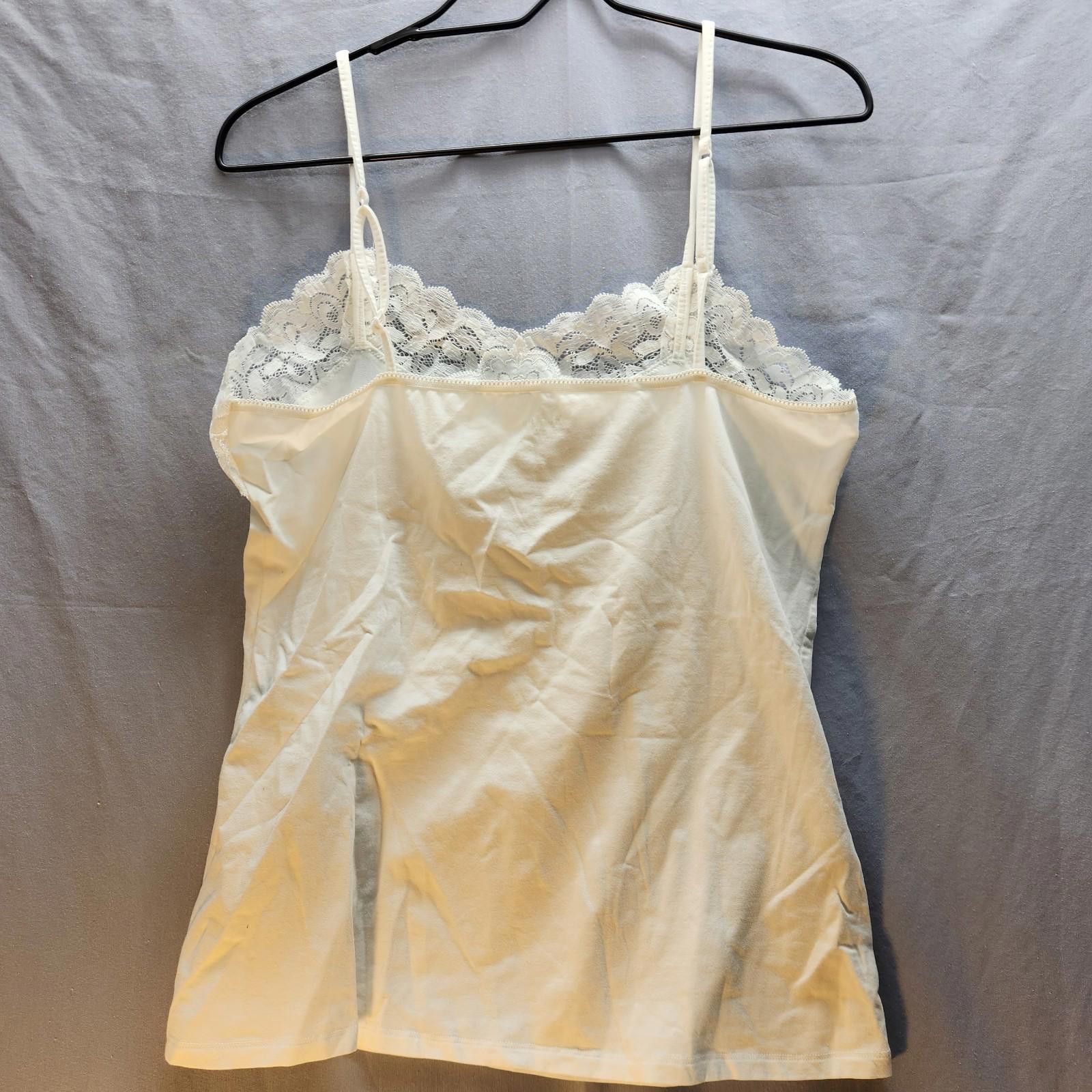 Designer Garnet Hill Lace Accented Cami Tank White Size Large NWOT Size L / US 10 / IT 46 - 4 Thumbnail