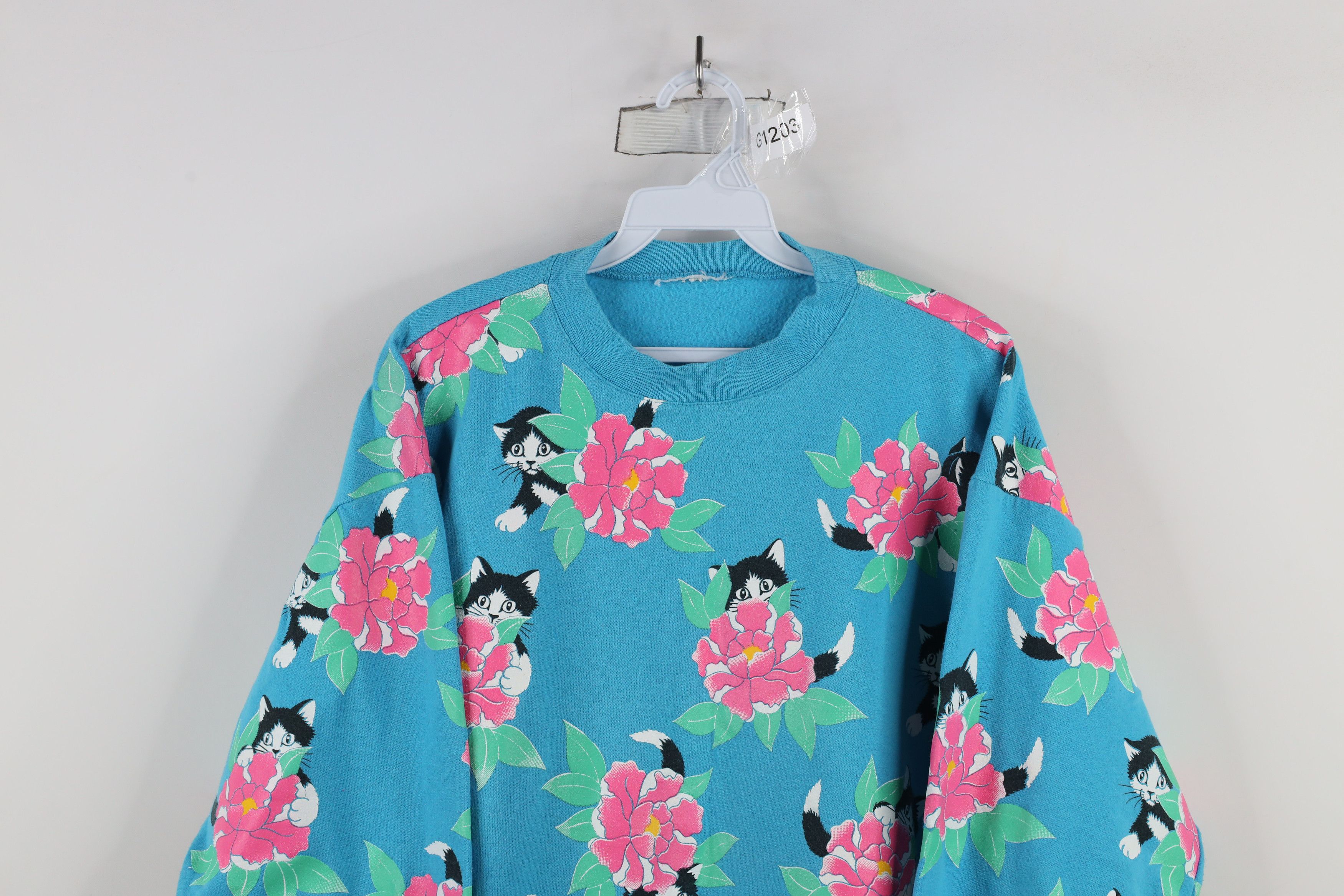 Vintage Vintage 90s Streetwear Cat Kitten All Over Print Sweatshirt Size XL / US 12-14 / IT 48-50 - 2 Thumbnail