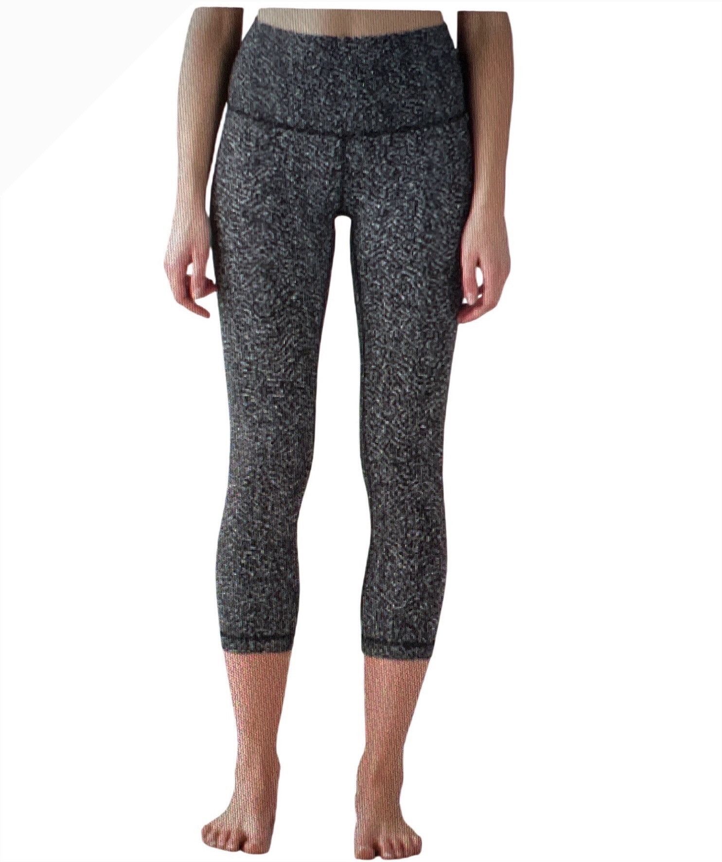 Lululemon Lululemon Wunder Under Crop Ripple Jacquard Black Leggings 6 Size 28" / US 6 / IT 42 - 2 Thumbnail