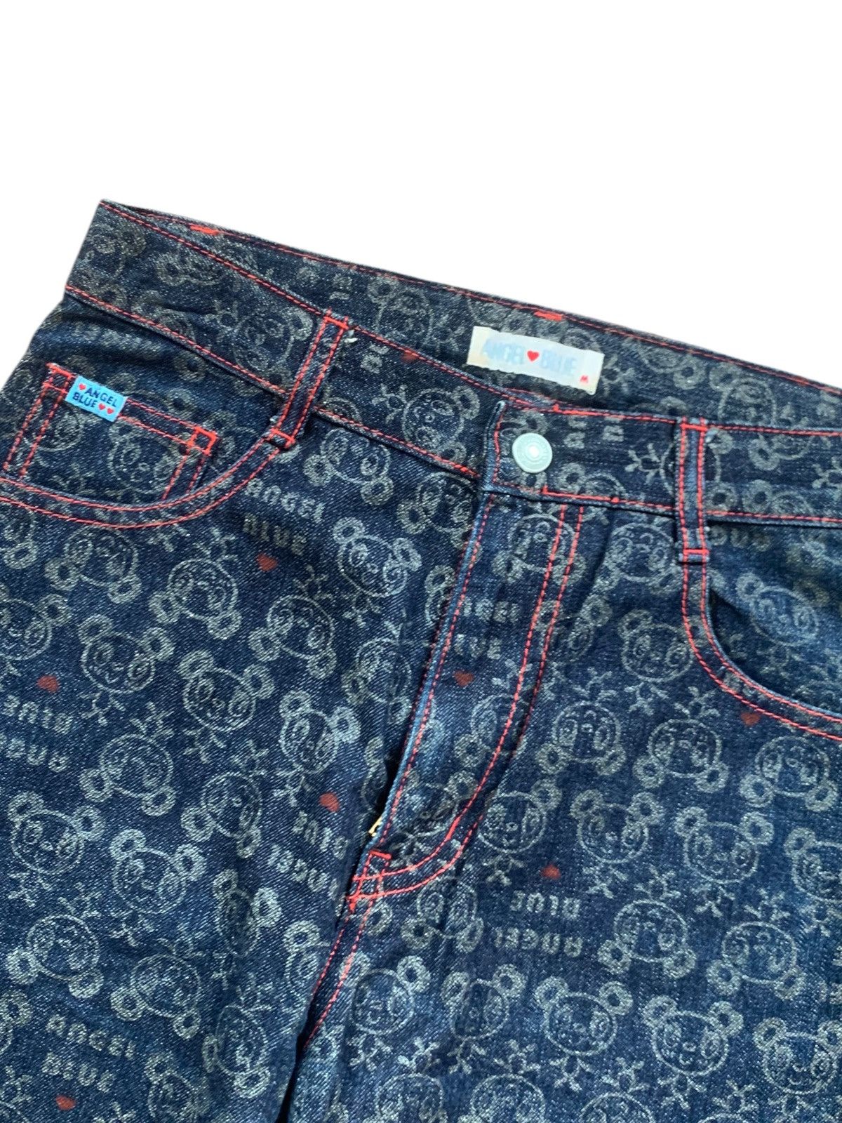 Angel Blue Y2k 2000s Angel blue japanese brand full print jeans rare Size 28" / US 6 / IT 42 - 2 Thumbnail
