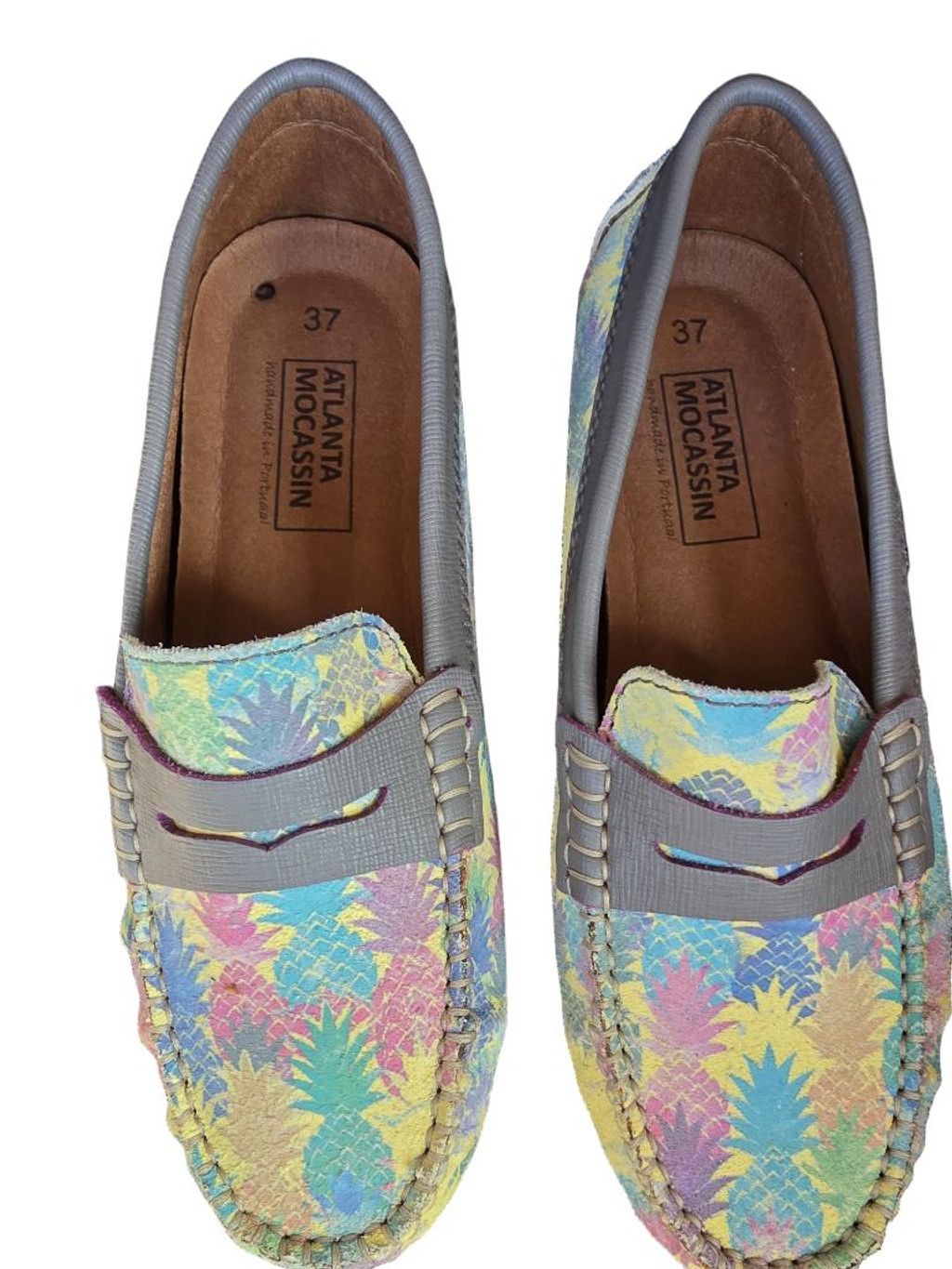 Other Atlanta Moccasin Pineapple Print Loafers Size 6.5 Yellow Size US 7 / IT 37 - 1 Thumbnail