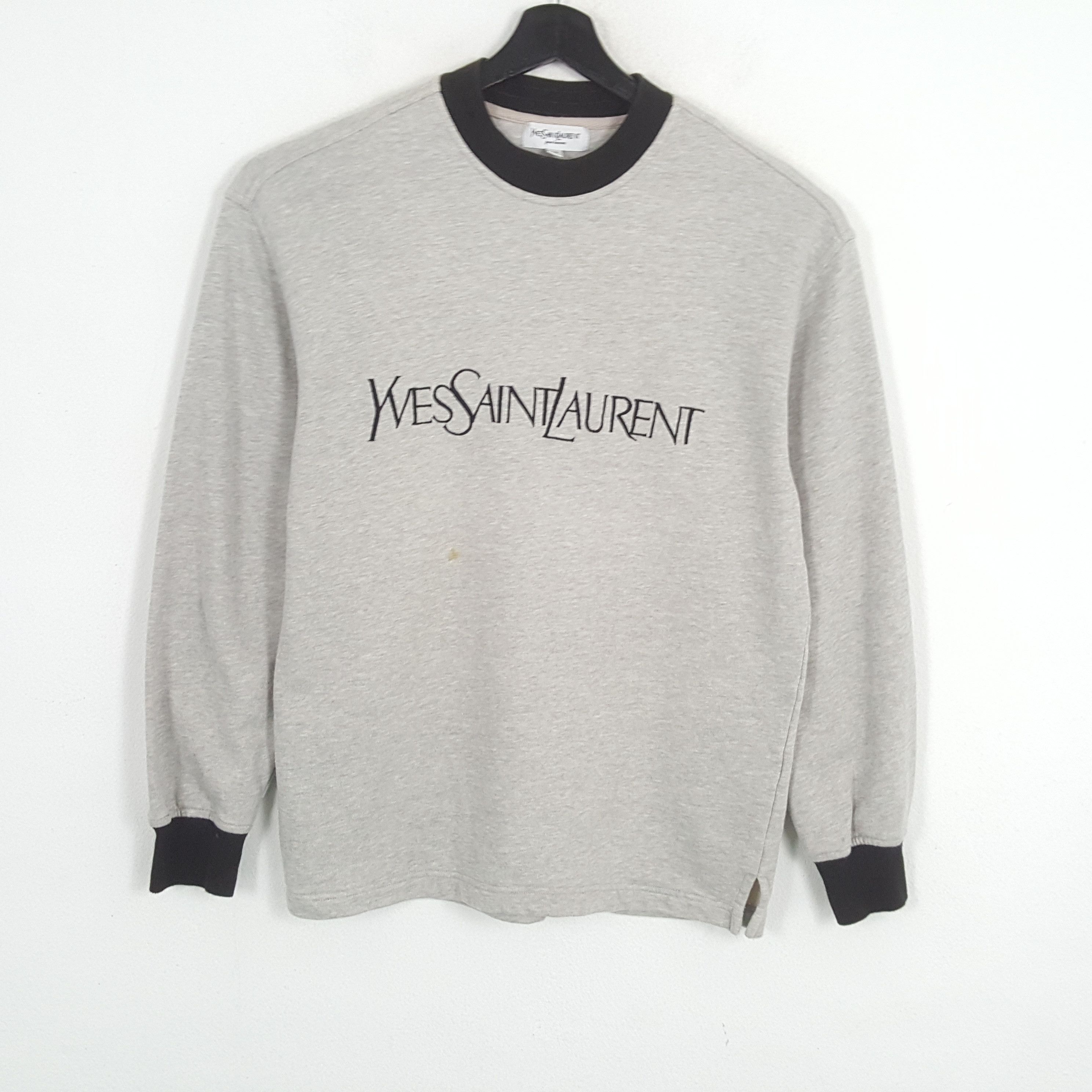 Vintage YVES SAINT LAURENT Fashion Brand Spellout Design Sweatshirt Size US S / EU 44-46 / 1 - 1 Thumbnail