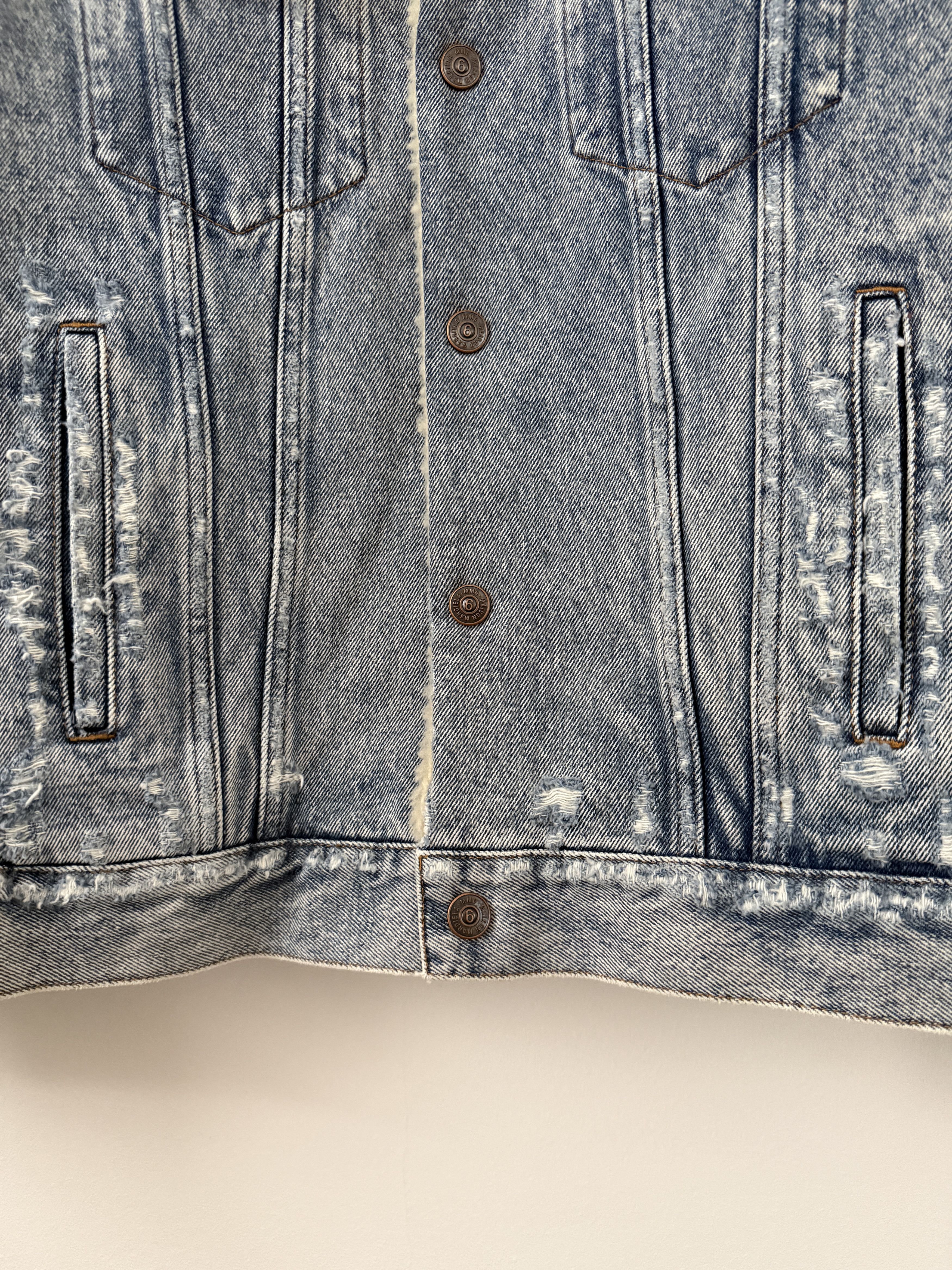 MM6 Distressed Denim Shearling Jacket Size US S / EU 44-46 / 1 - 10 Thumbnail