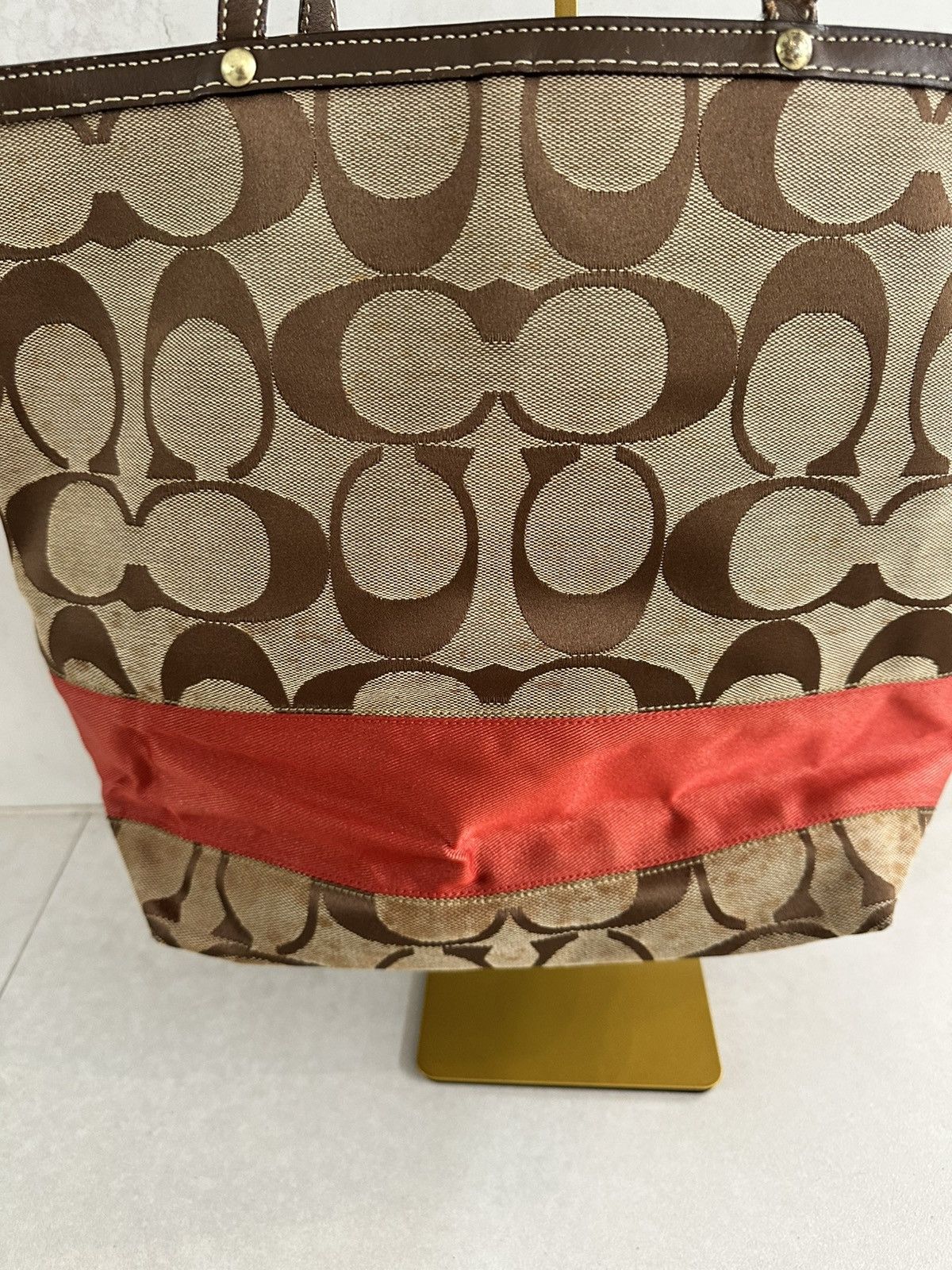 Coach The Coach City Tote Signature Canvas in Brown and Red Size ONE SIZE - 6 Thumbnail