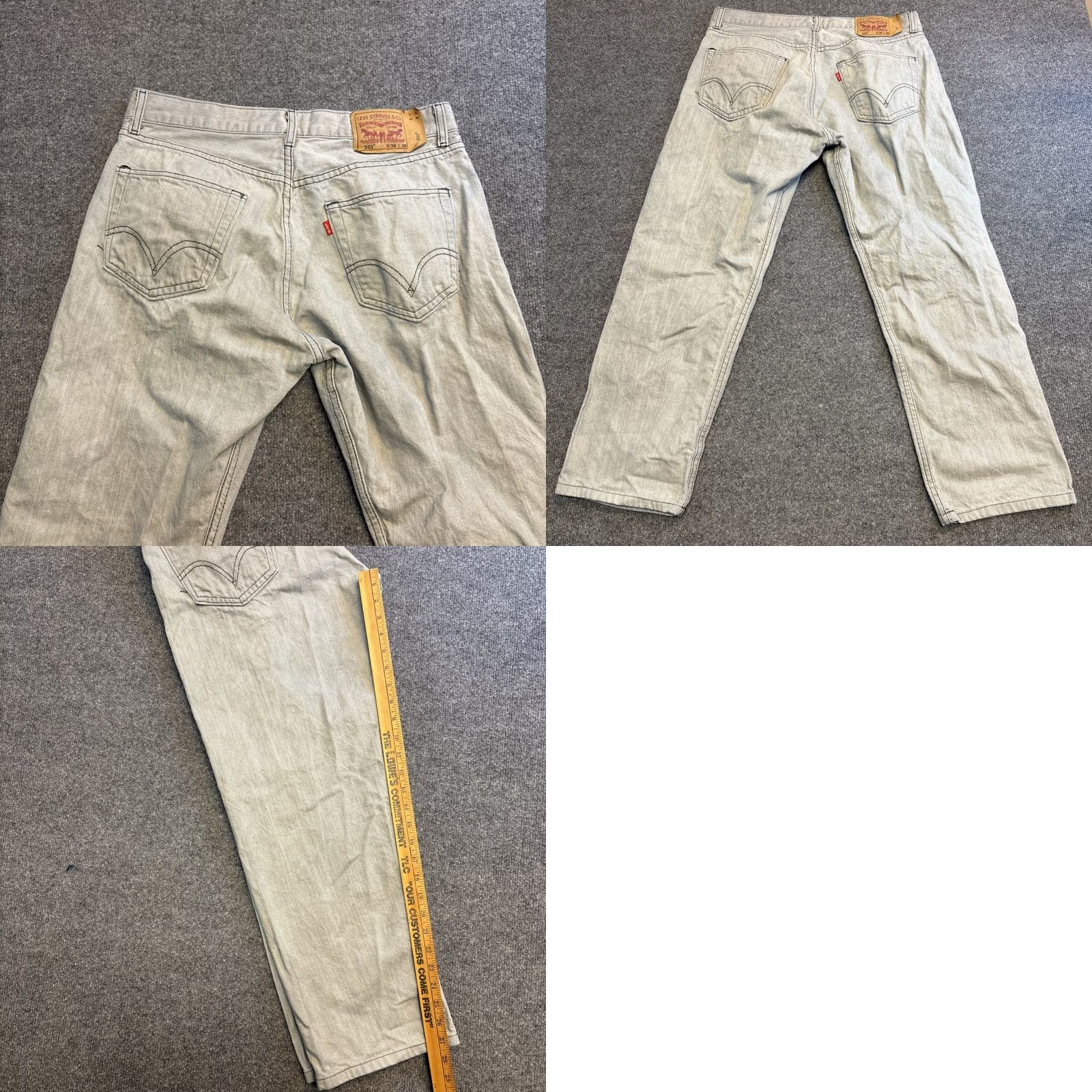 Levi's Levi's 501 Jeans Men 36x30 Button Fly Straight Gray Denim Regular Vintage? No. (Reworded for clarity) Size US 36 / EU 52 - 8 Thumbnail