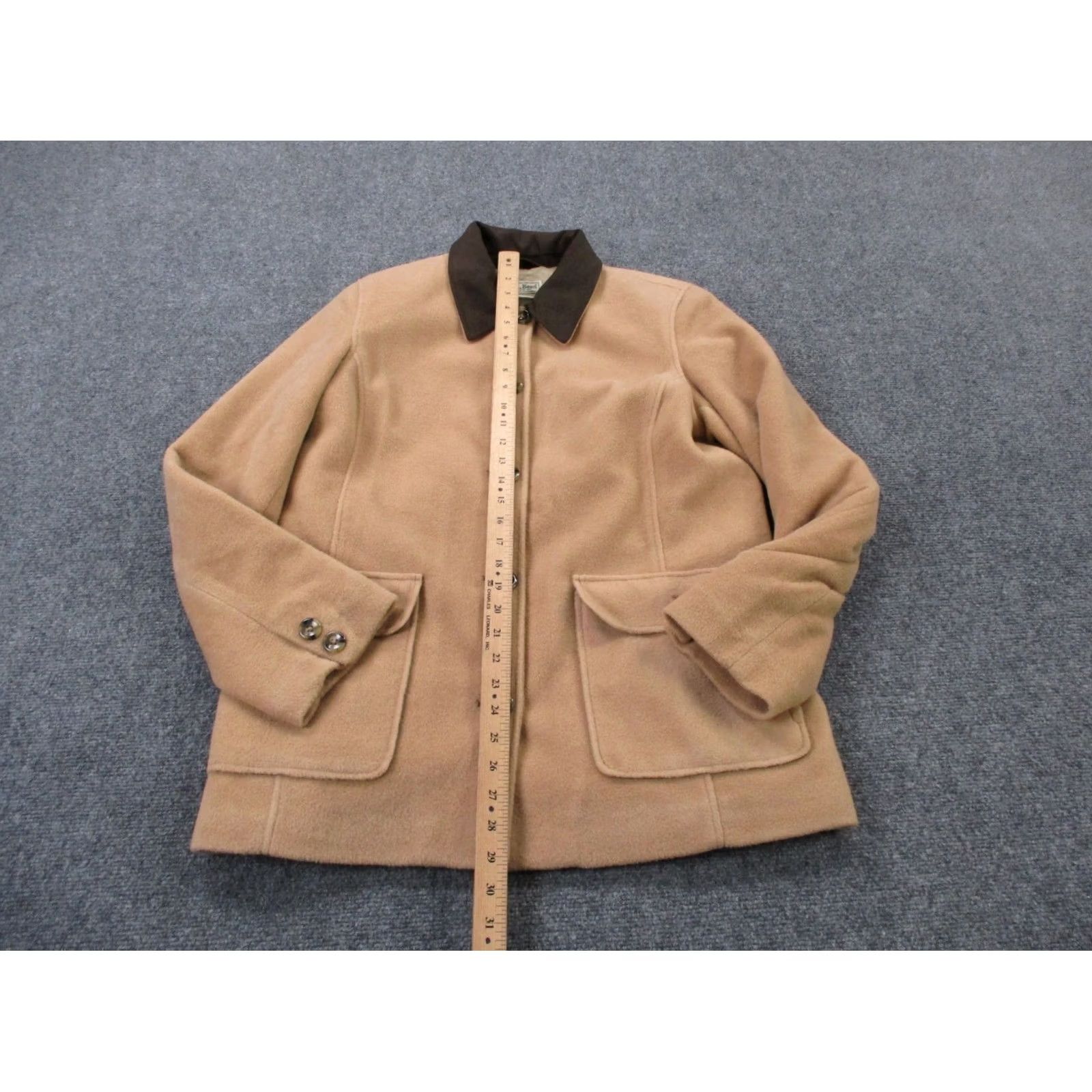 Vintage L.L. Bean Jacket Womens Long Wool Beig e Outdoor Windbreaker Regular Petite PM Chore Coat Size M / US 6-8 / IT 42-44 - 3 Thumbnail