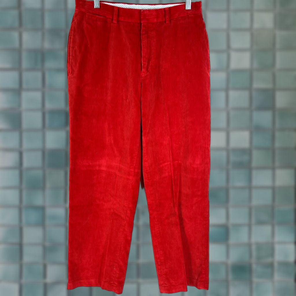 Tommy Hilfiger VINTAGE Tommy Hilfiger Corduroy Pants Slim? Baggy Straight Leg Mens 32 Inseam 30 Red Size US 32 / EU 48 - 1 Thumbnail