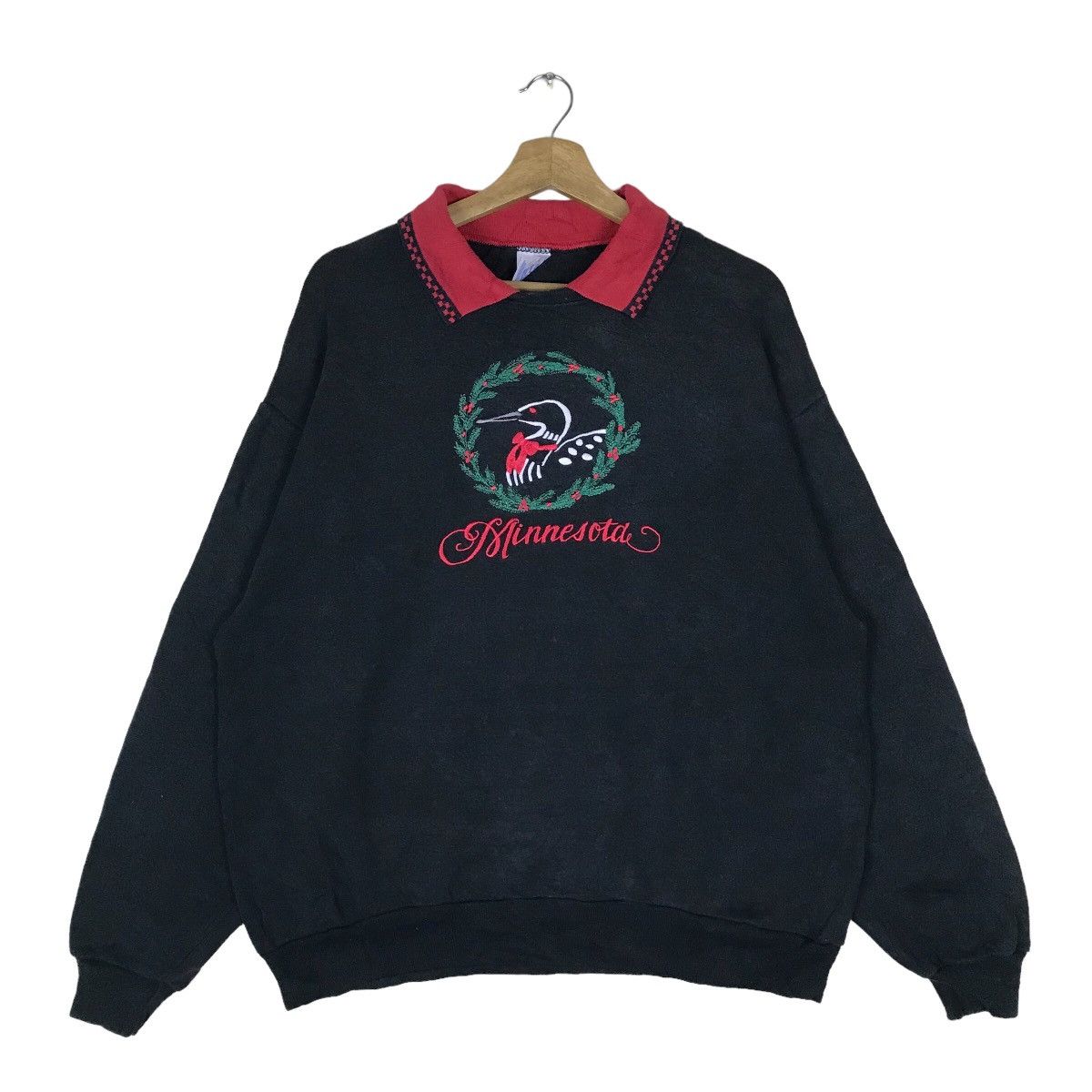 Vintage Jerzees Minnesota Spell Out Pullover Jumper Collar