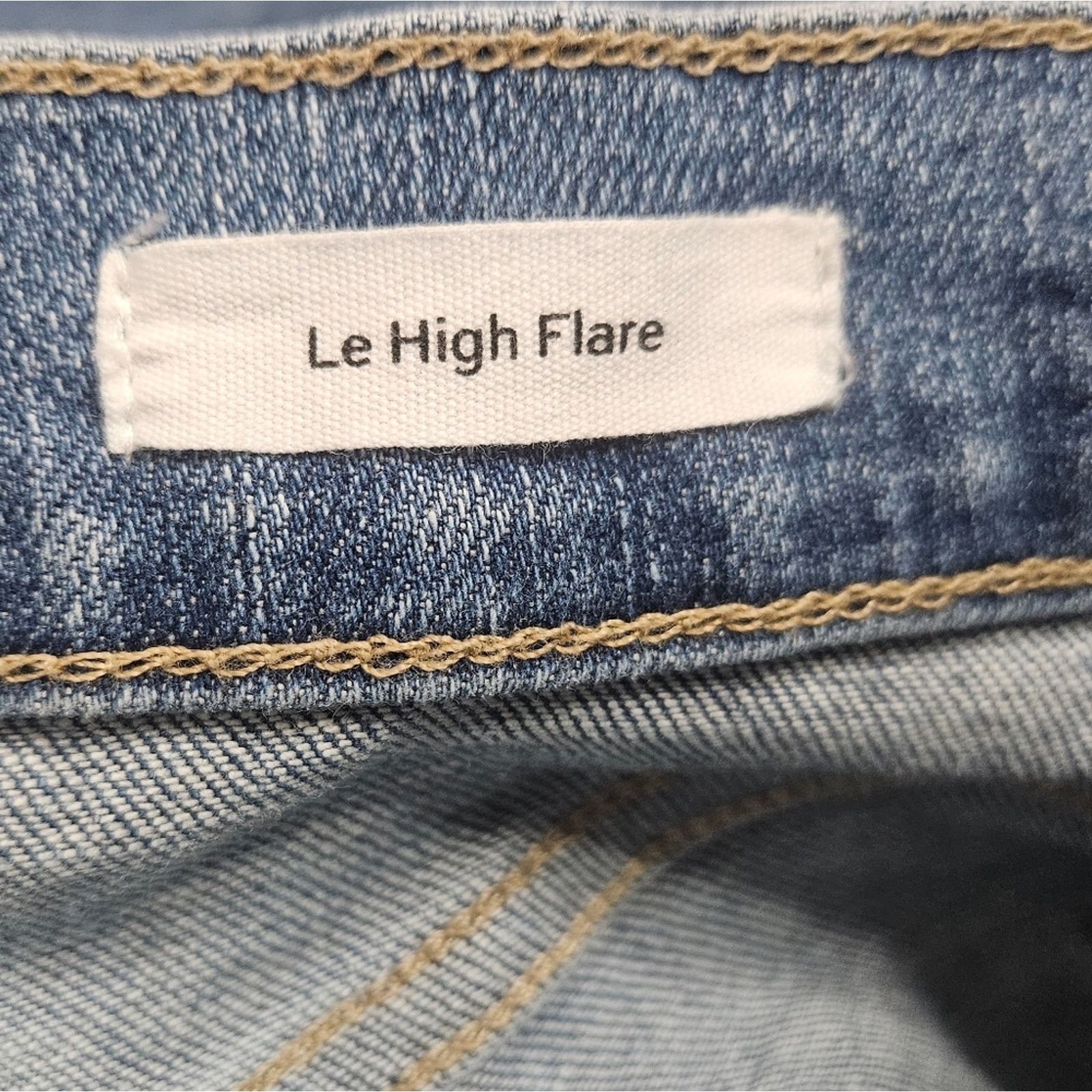 Frame FRAME Denim Le High Flare Medium Wash Raw Hem Jeans, size 28 Size 28" / US 6 / IT 42 - 4 Thumbnail