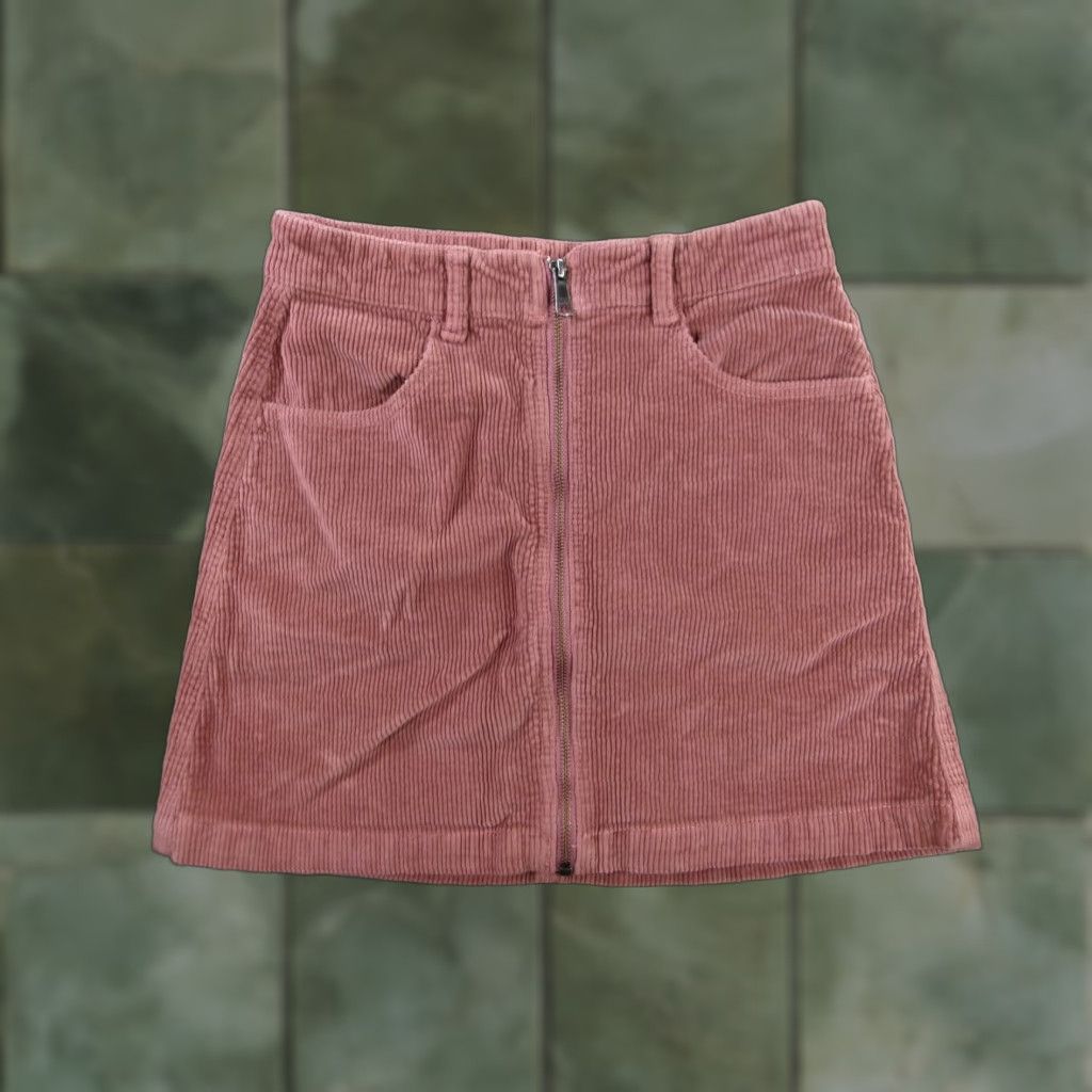 American Eagle Outfitters American Eagle Skirt Womens 0 Long Corduroy High Rise Zip Front Super Stretch Pink Retro Preppy Casual Size 25" / US 0 / IT 36 - 1 Thumbnail