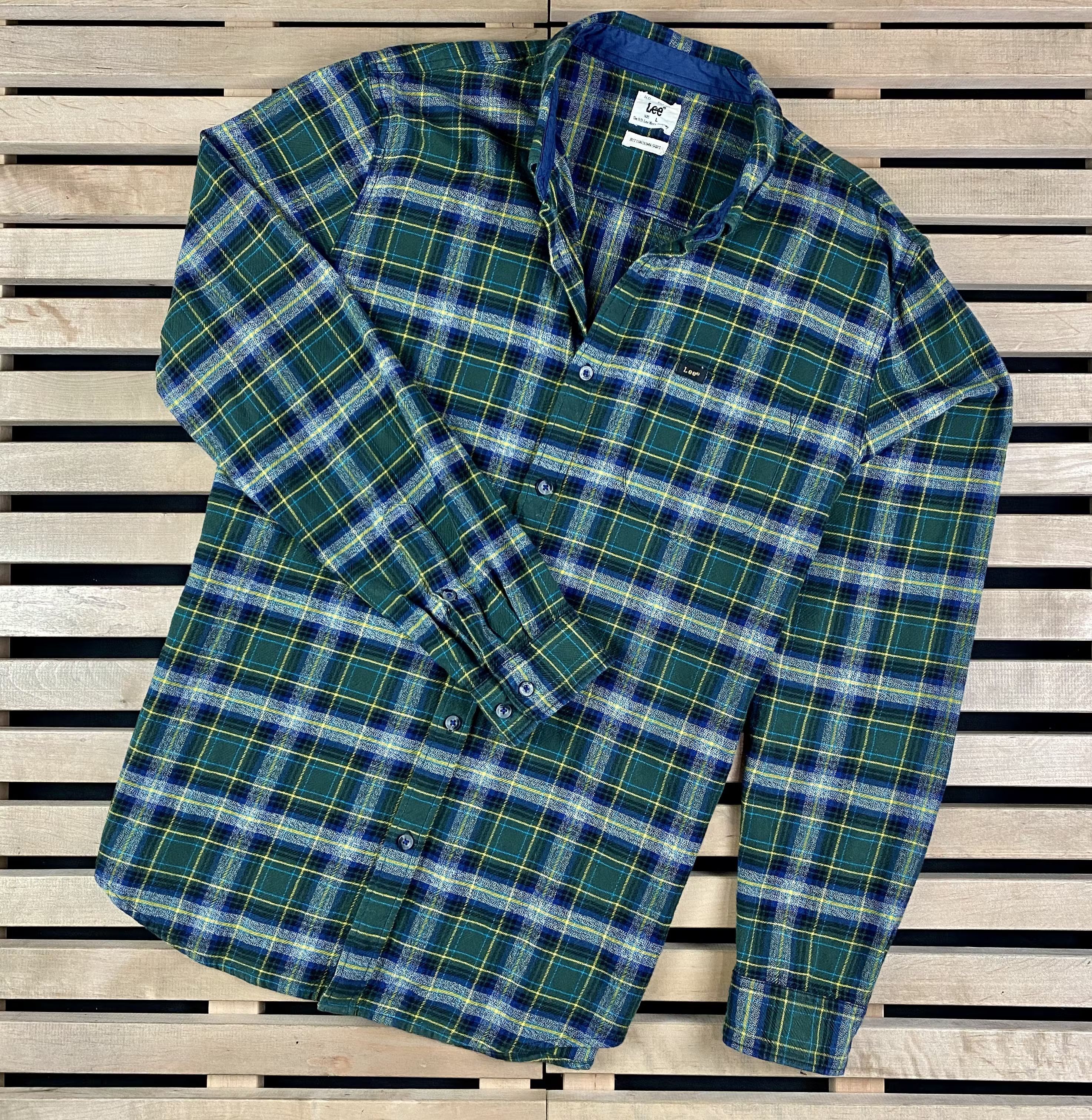 Lee × Vintage Mens Shirt Long Sleeve Flannel Lee Size L Size US L / EU 52-54 / 3 - 1 Thumbnail
