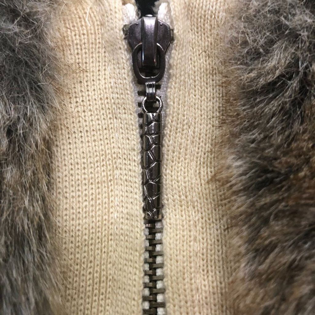 Vintage 90s Y2K Faux Fur vest wool brown beige cable knit w/ hood S Size S / US 4 / IT 40 - 9 Thumbnail