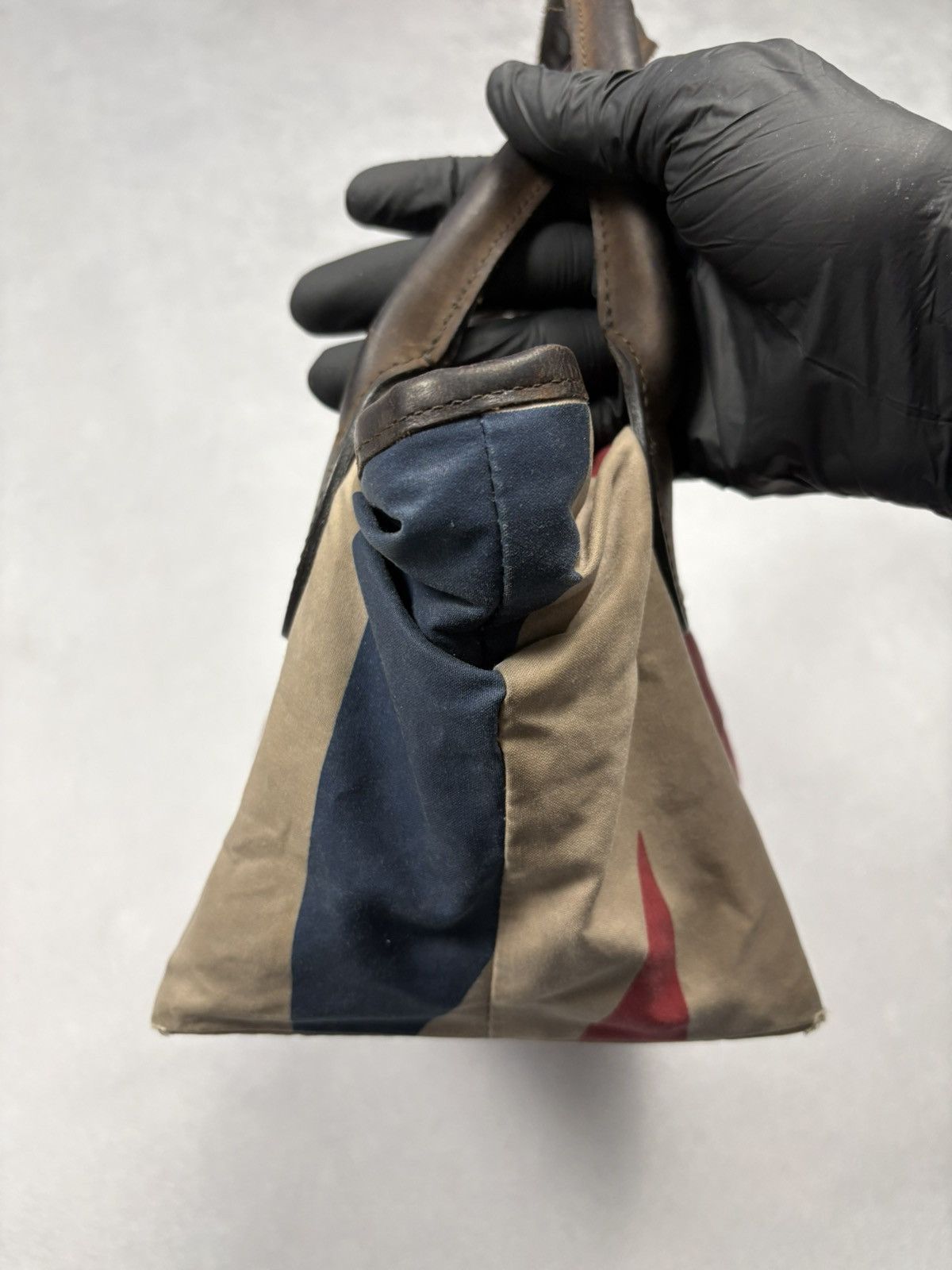 Barbour Barbour Waxed Cotton & Leather Mini Tote Bag England Flag Size ONE SIZE - 3 Thumbnail