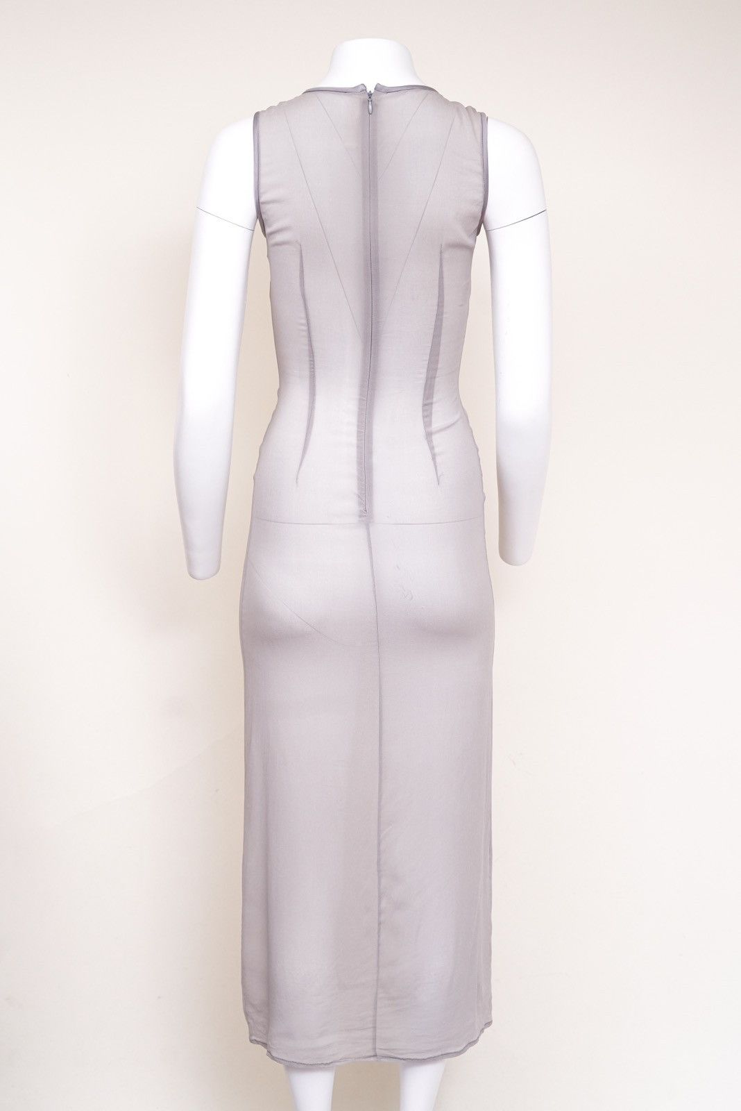 Dolce & Gabbana Dolce & Gabbana Gray Sheer Midi Dress Size S / US 4 / IT 40 - 5 Thumbnail