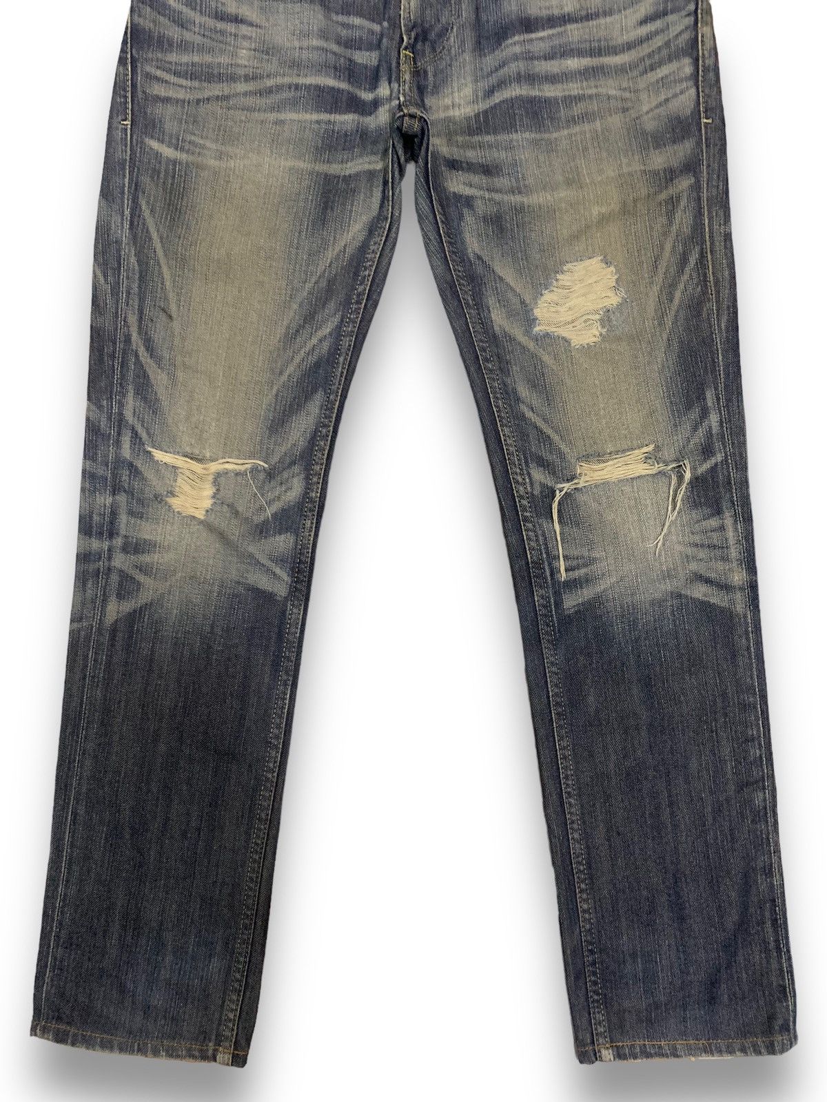 Levi's Vintage Clothing Vintage Y2K Levis 513 Honeycomb Slim Fit Distressed Jeans Size US 30 / EU 46 - 9 Thumbnail