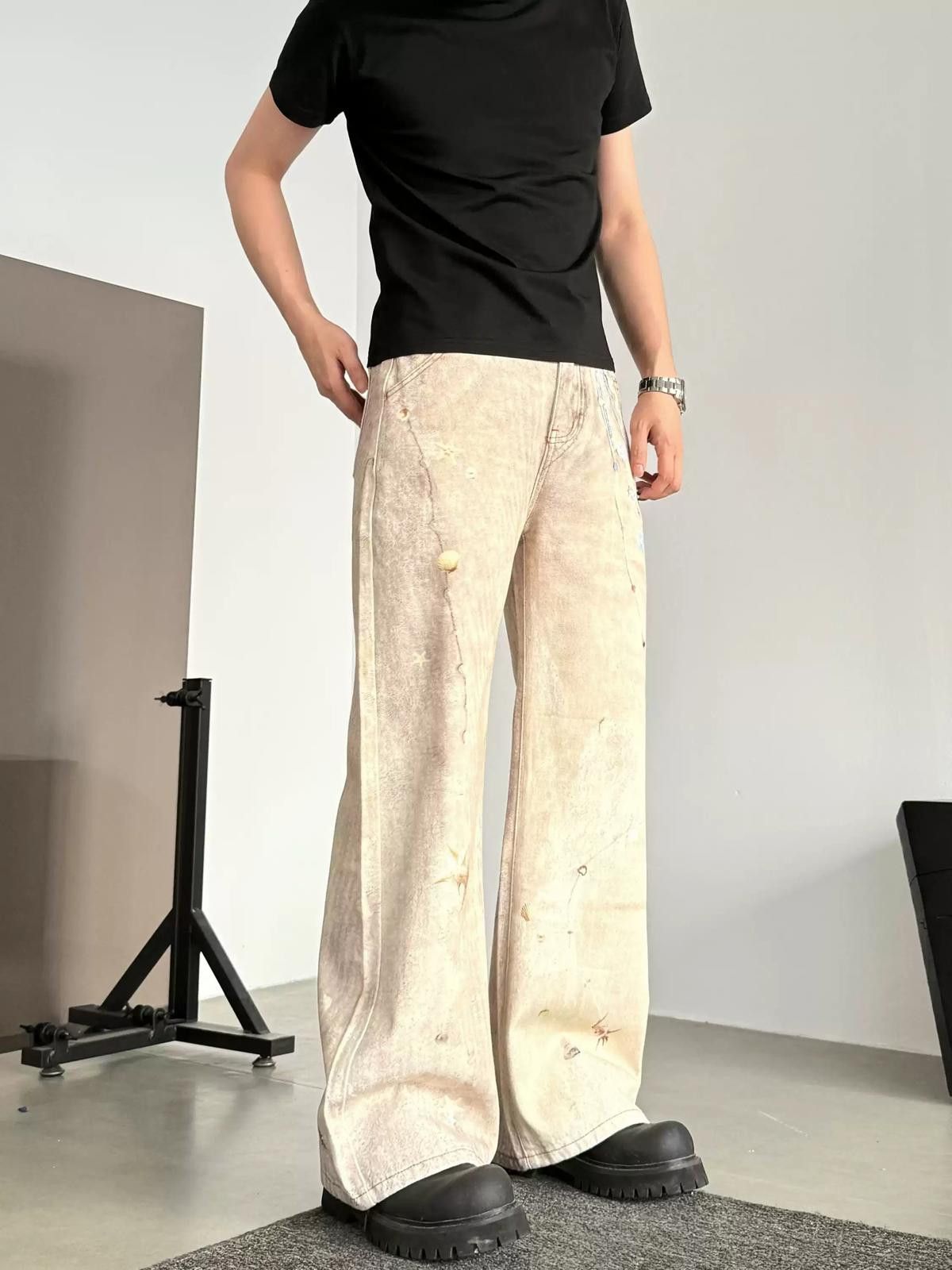 Other Wide-Leg Star Print Graphic Denim Jeans Size US 30 / EU 46 - 3 Thumbnail