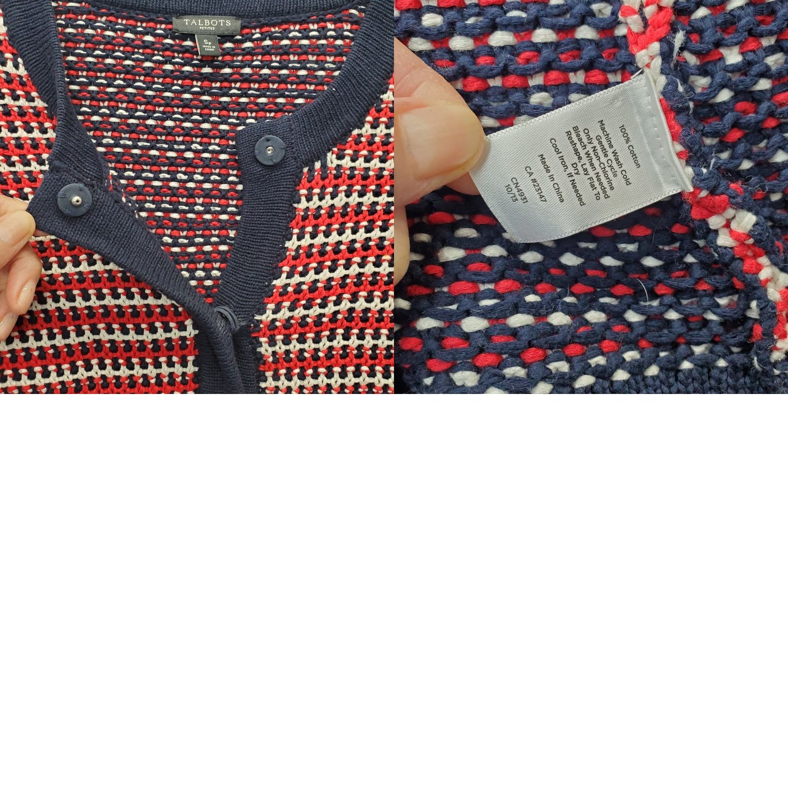 Talbots Talbots Cardigan Sweater Womens Petite Small Multicolor Knitted Striped Button Front Size S / US 4 / IT 40 - 8 Thumbnail