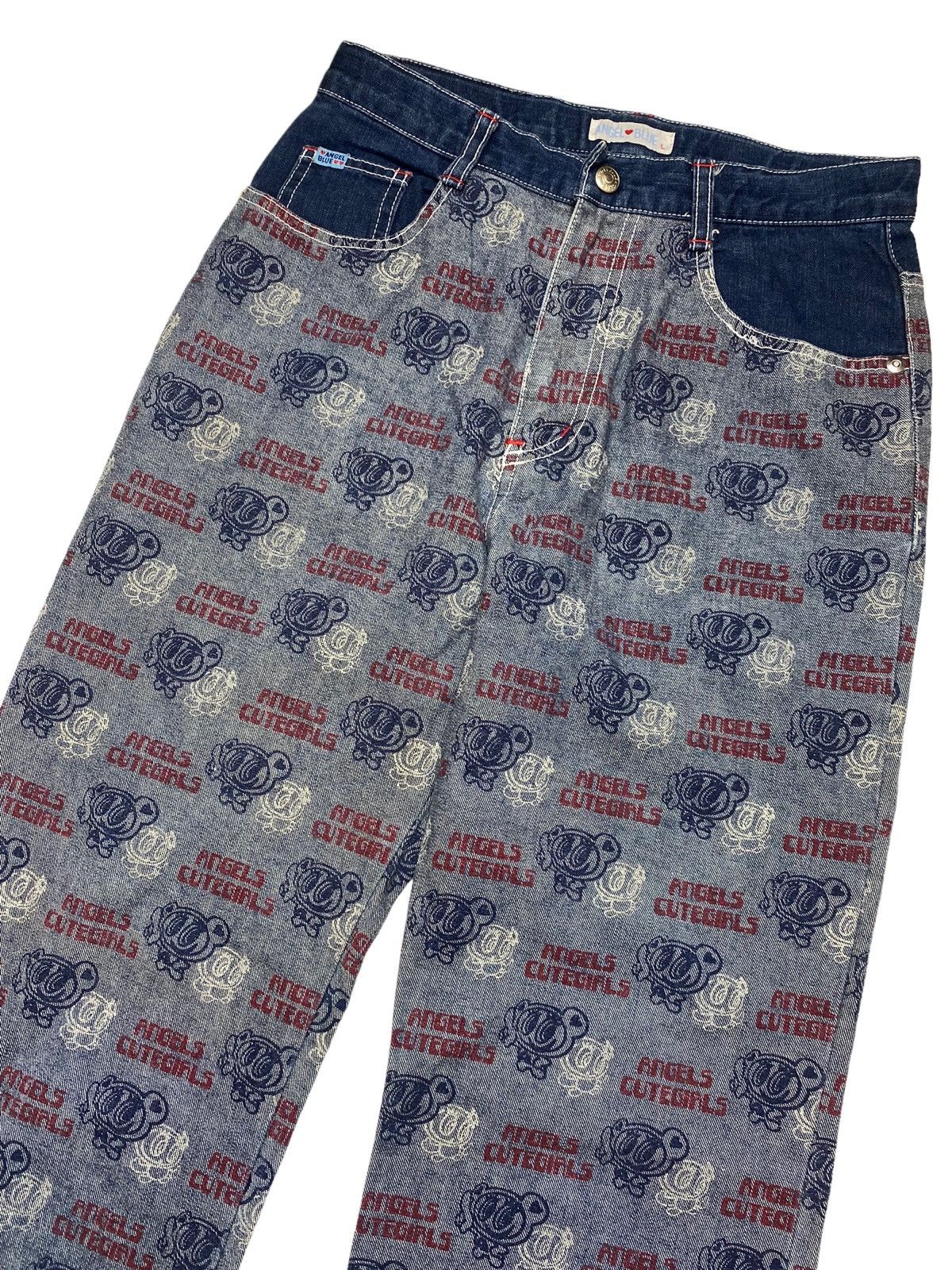 Angel Blue × Hysteric Glamour × Japanese Brand 2000s Angel Blue - Printed Outside Denim Pants Size US 28 / EU 44 - 3 Thumbnail