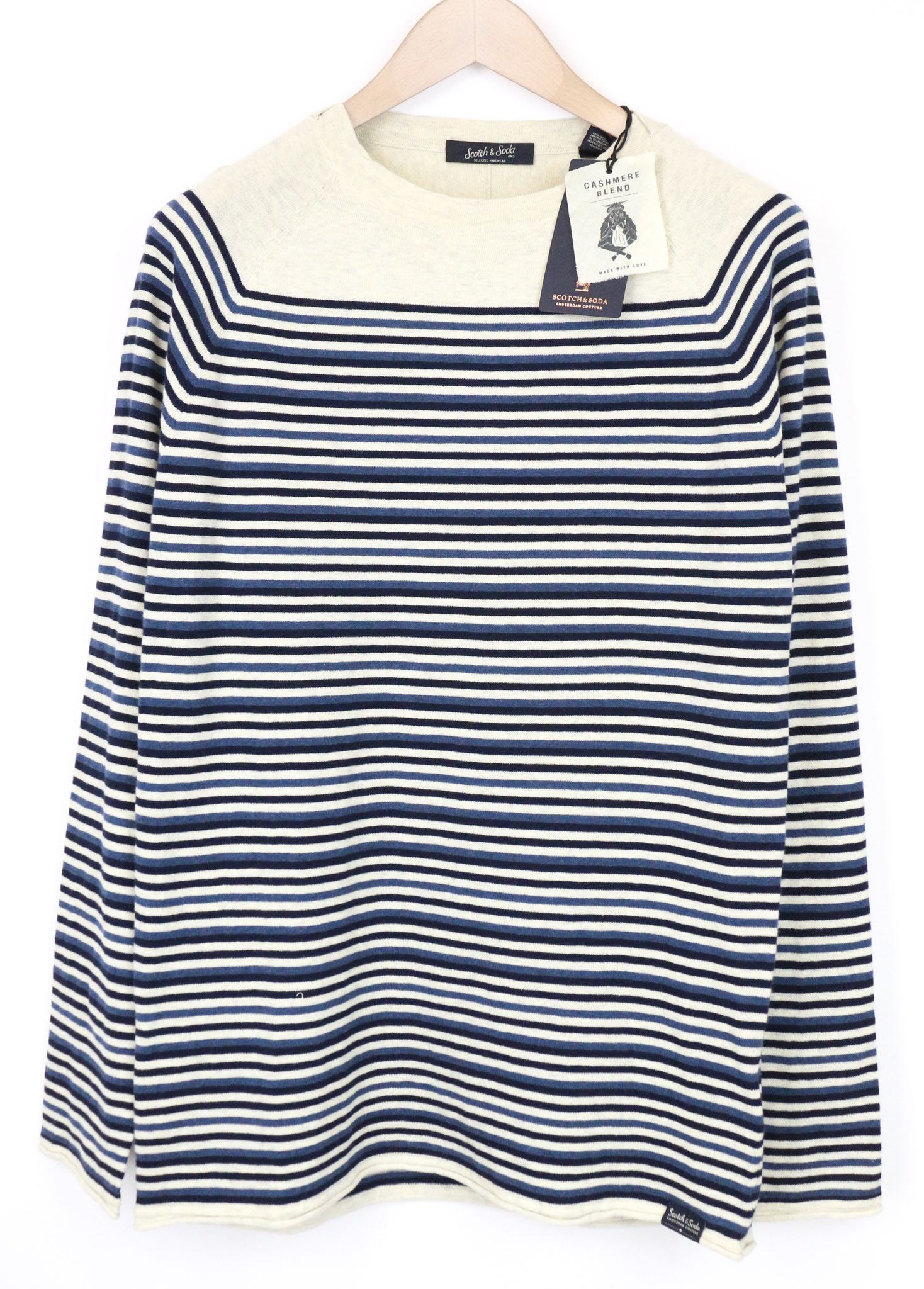 Scotch & Soda AMS COUTURE M Blue Cotton Cashmere Striped Sweatshirt 75342 Size US M / EU 48-50 / 2 - 1 Thumbnail