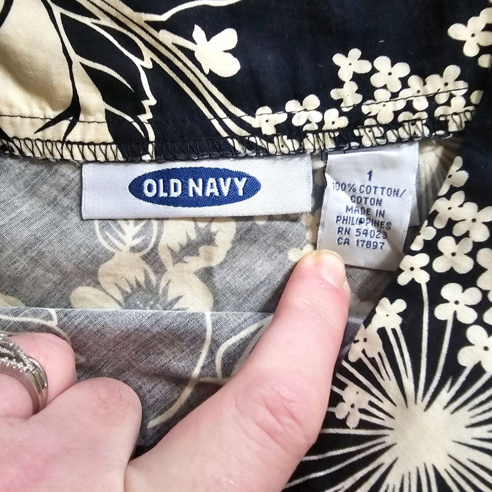 Old Navy VINTAGE Old Navy Skirt Womens 0 Black Floral A-Line 90s Y2K Casual Career Size 25" / US 0 / IT 36 - 3 Thumbnail