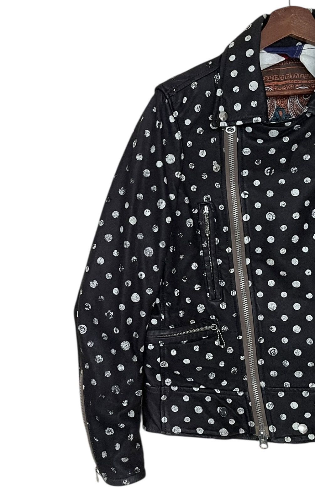 Seditionaries Vintage Brand Double Collar Polka Dot Leather Jacket 1990s Size US M / EU 48-50 / 2 - 3 Thumbnail