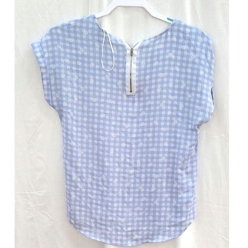Other Pink Rose Blue White Checkered Blouse Size Small Size S / US 4 / IT 40 - 4 Thumbnail