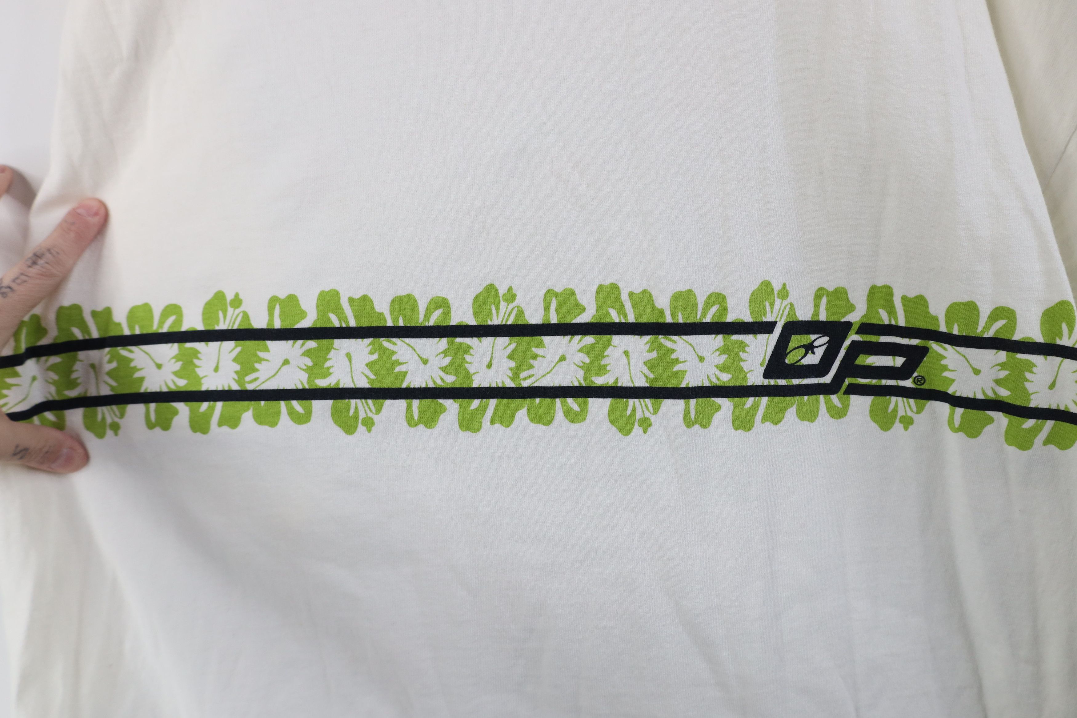 Ocean Pacific Vintage 90s Ocean Pacific OP Flower Surfing T-Shirt White Size US XL / EU 56 / 4 - 4 Thumbnail