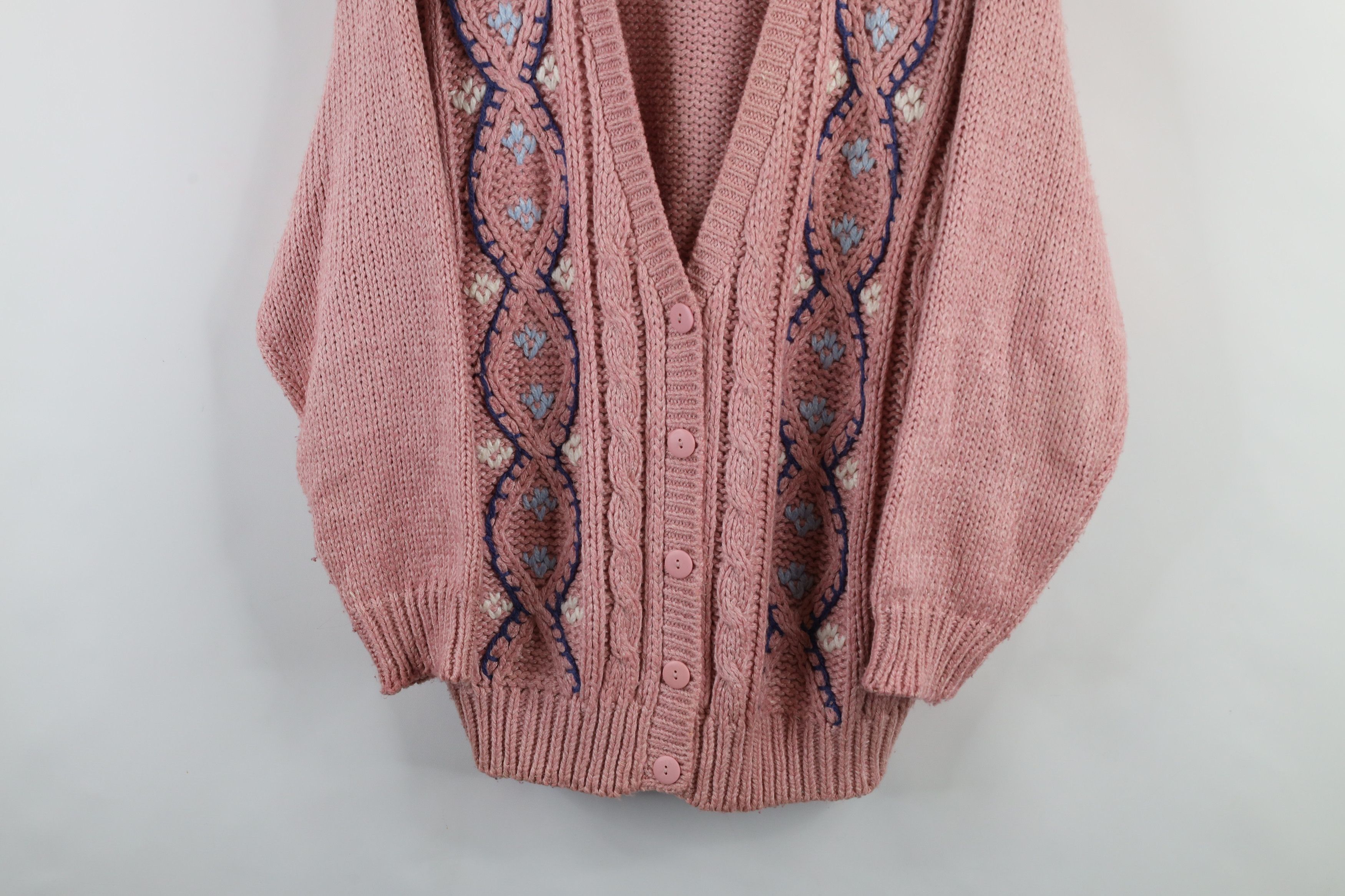 Vintage Vintage 90s Streetwear Chunky Cable Knit Cardigan Sweater Size XL / US 12-14 / IT 48-50 - 3 Thumbnail