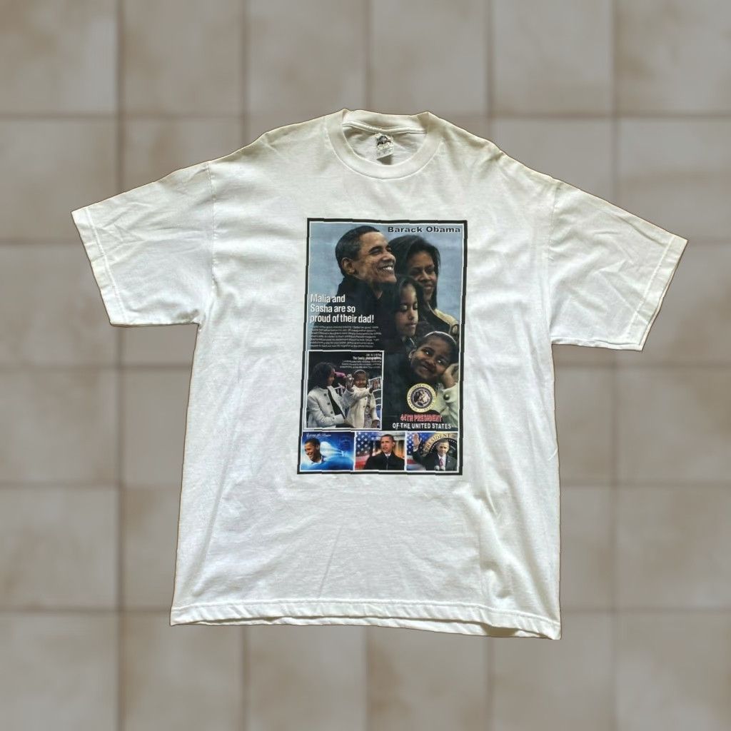 Vintage VINTAGE Barack Obama Graphic Tee T-Shirt XXL Men Black 100% Cotton Alstyle Short Sleeve Crew Neck Graphic Double Sided Mens Size XX L Size US XXL / EU 58 / 5 - 1 Thumbnail