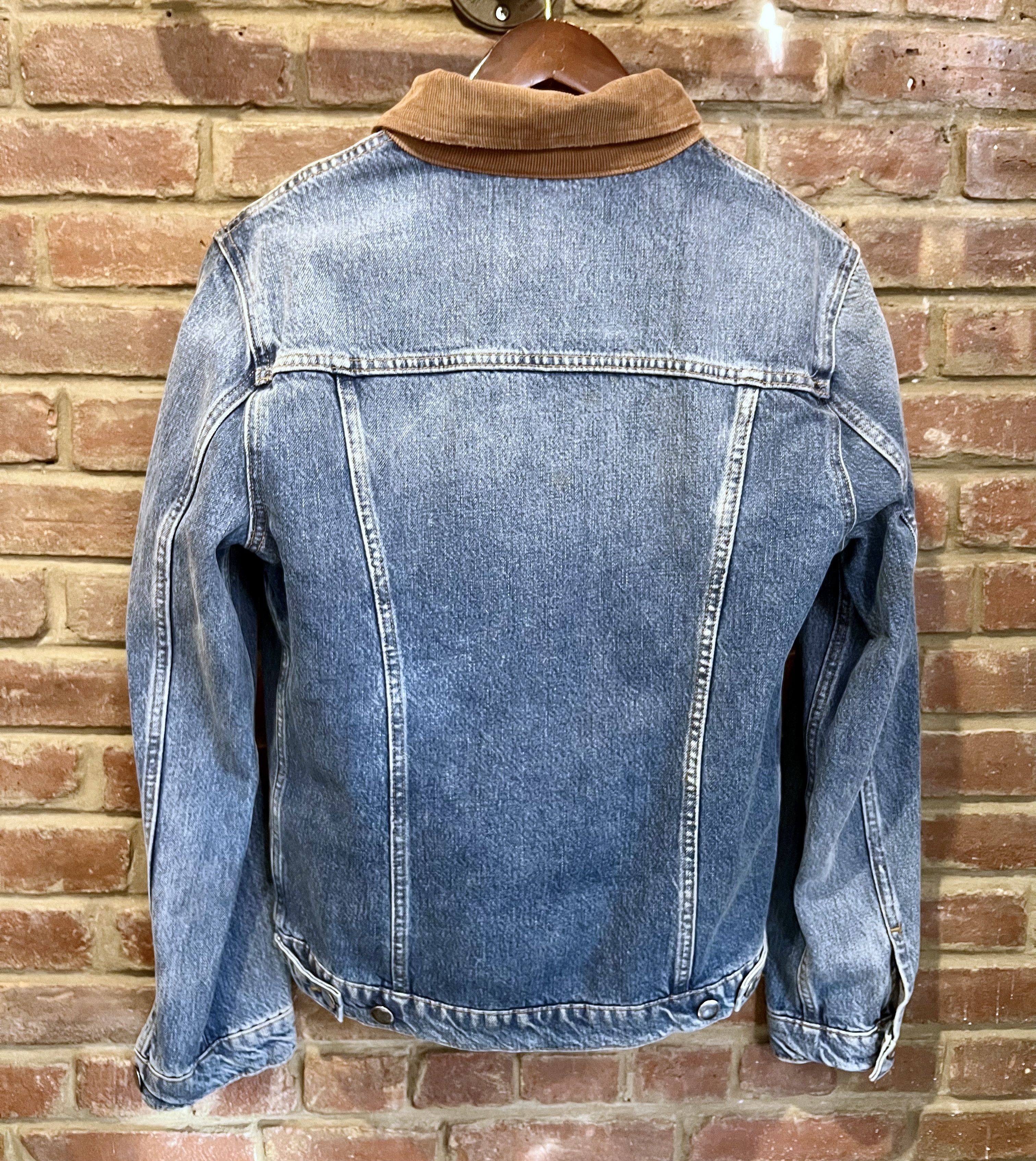 Frame Distressed Light Denim Corduroy-Trimmed Collar Jacket Size US S / EU 44-46 / 1 - 5 Thumbnail
