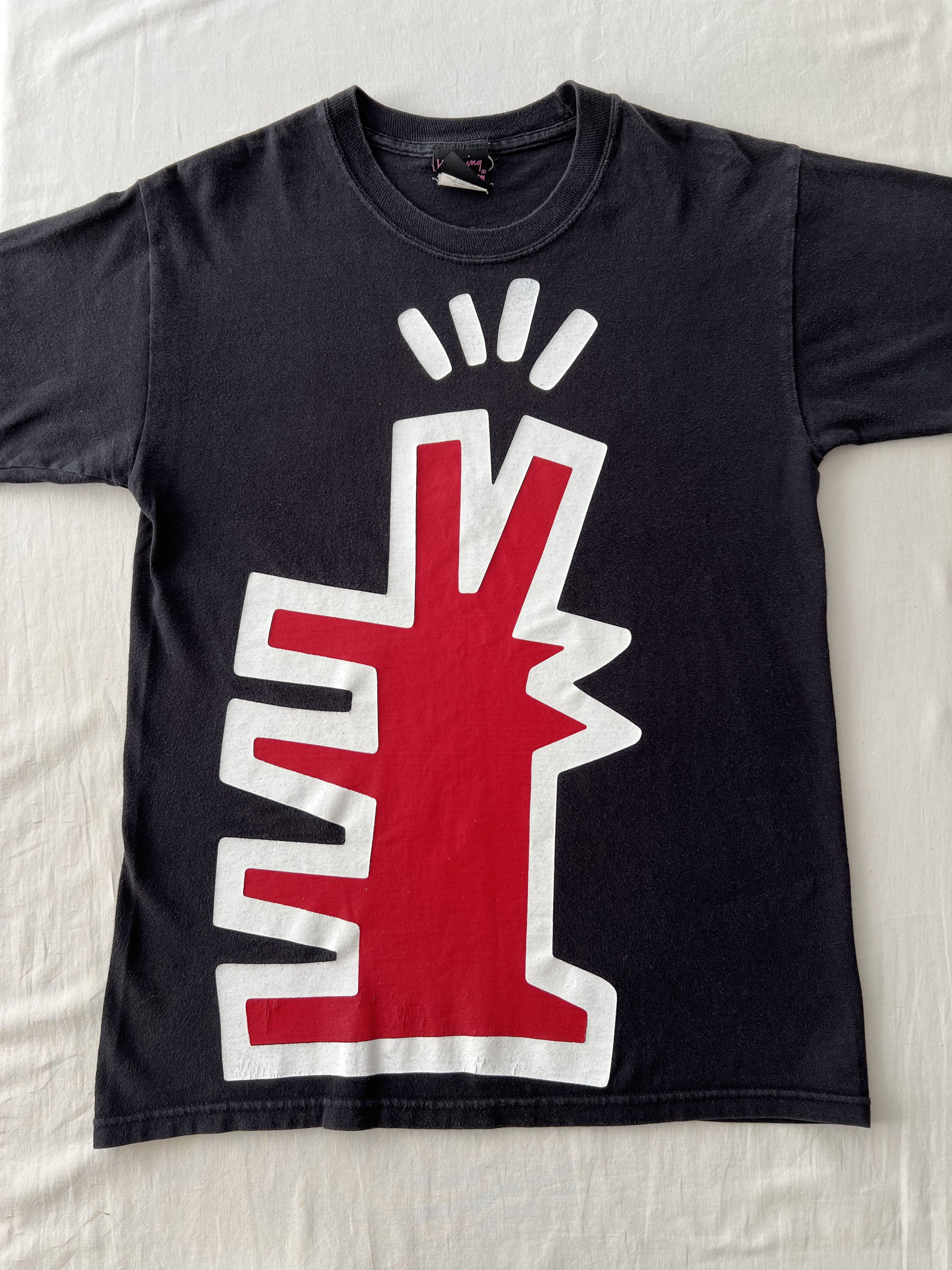 Arts & Science Vintage 2000s Keith Haring Barking Dogs Art Black T-shirt Size US S / EU 44-46 / 1 - 5 Thumbnail