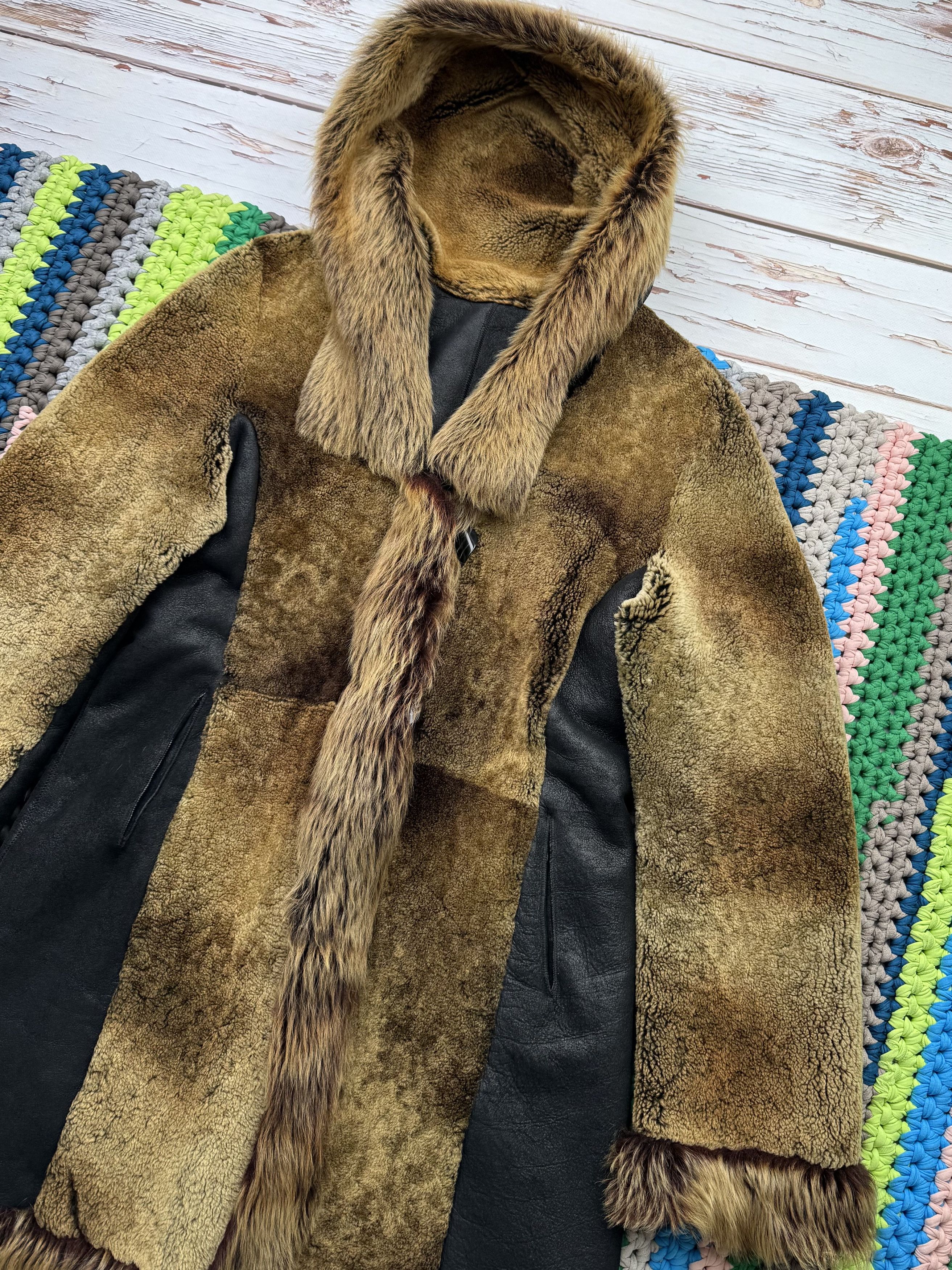 Japanese Brand Vintage Real Sheepskin Hooded Coat (ET1) Size L / US 10 / IT 46 - 3 Thumbnail