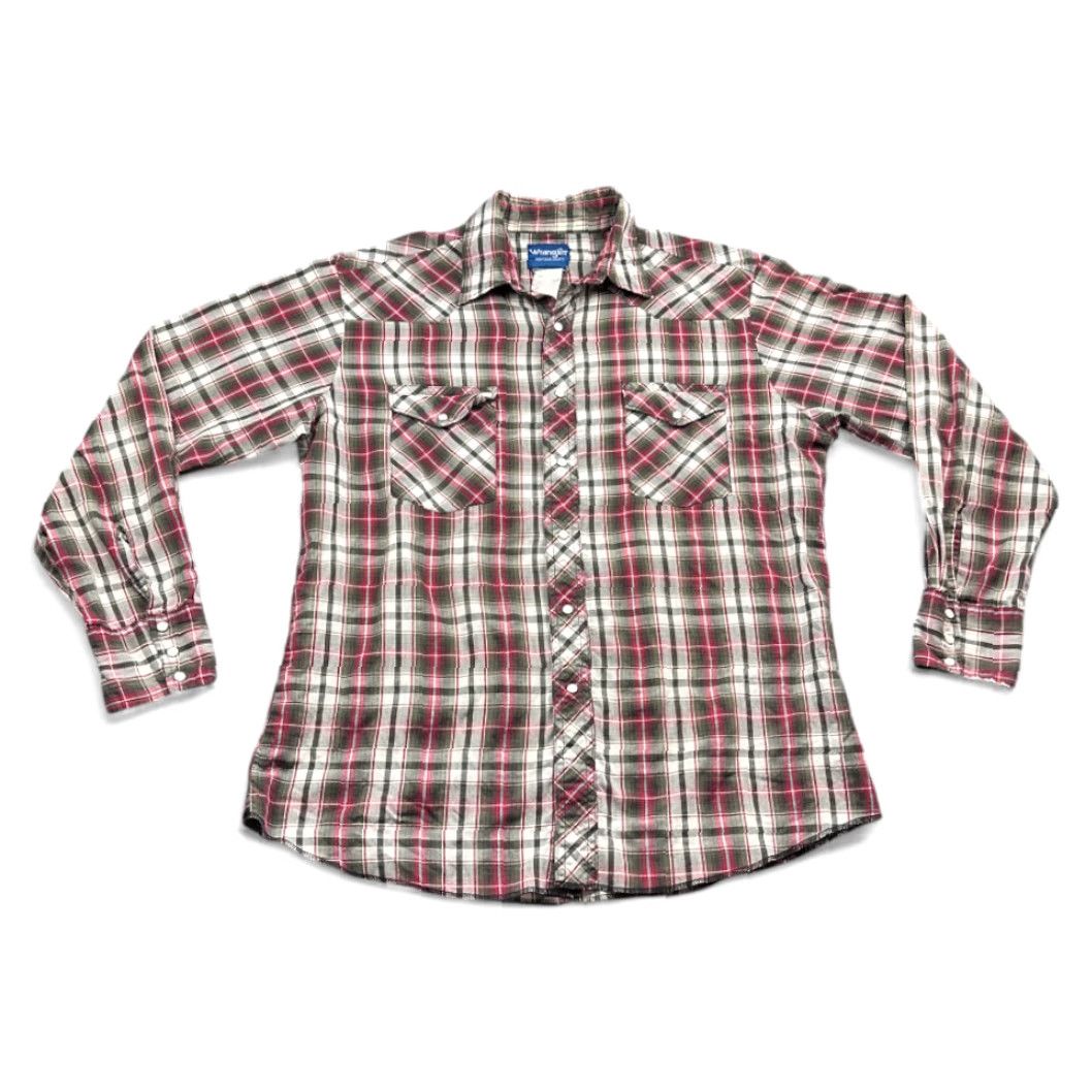 Wrangler VINTAGE Wrangler Shirt Western Red Plaid Pearl Snap 90s Adult Large Mens Shirt Size US L / EU 52-54 / 3 - 2 Thumbnail