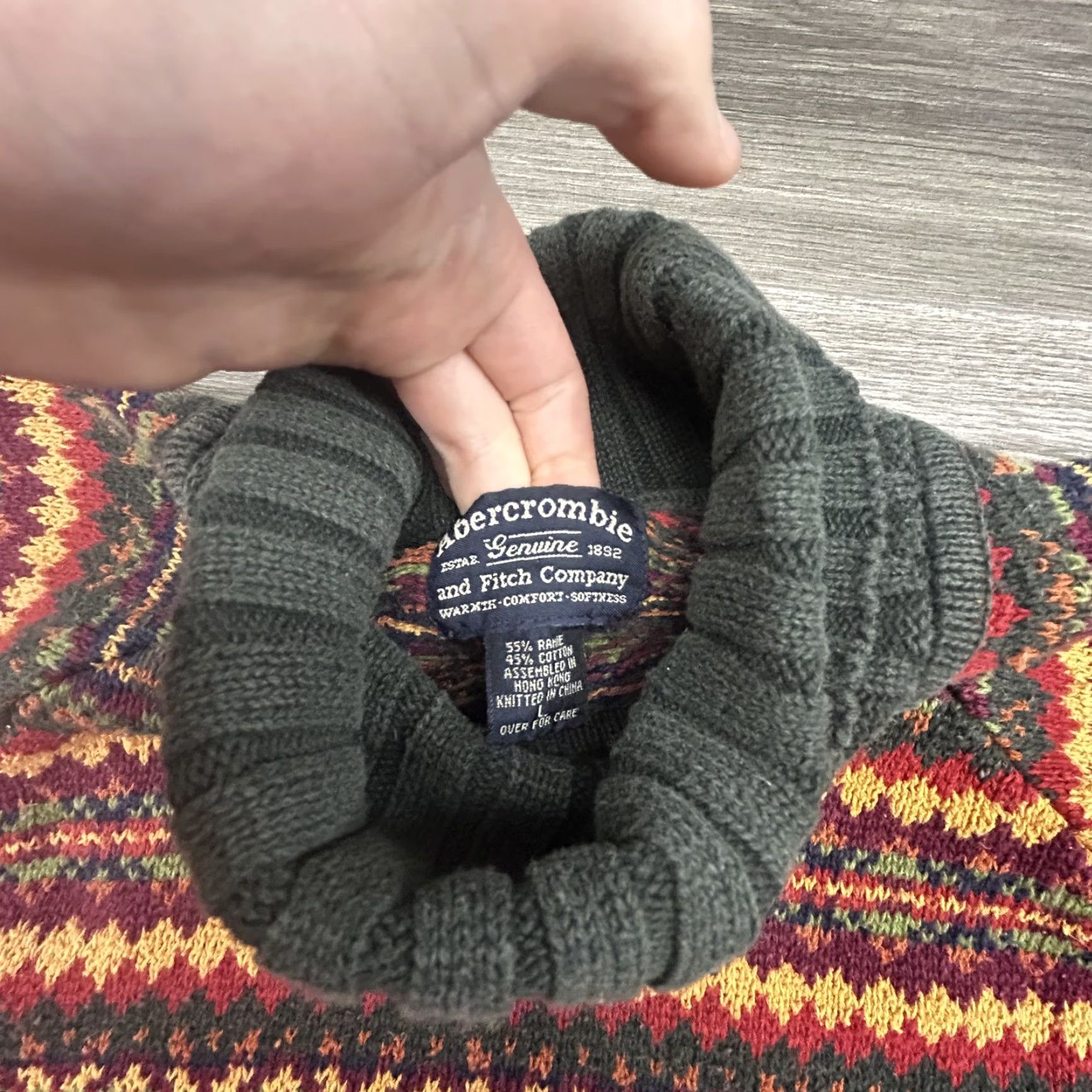 Abercrombie & Fitch VINTAGE Abercrombie & Fitch Sweater Womens Large Fair Isle Turtleneck Knit 90s Size L / US 10 / IT 46 - 5 Thumbnail